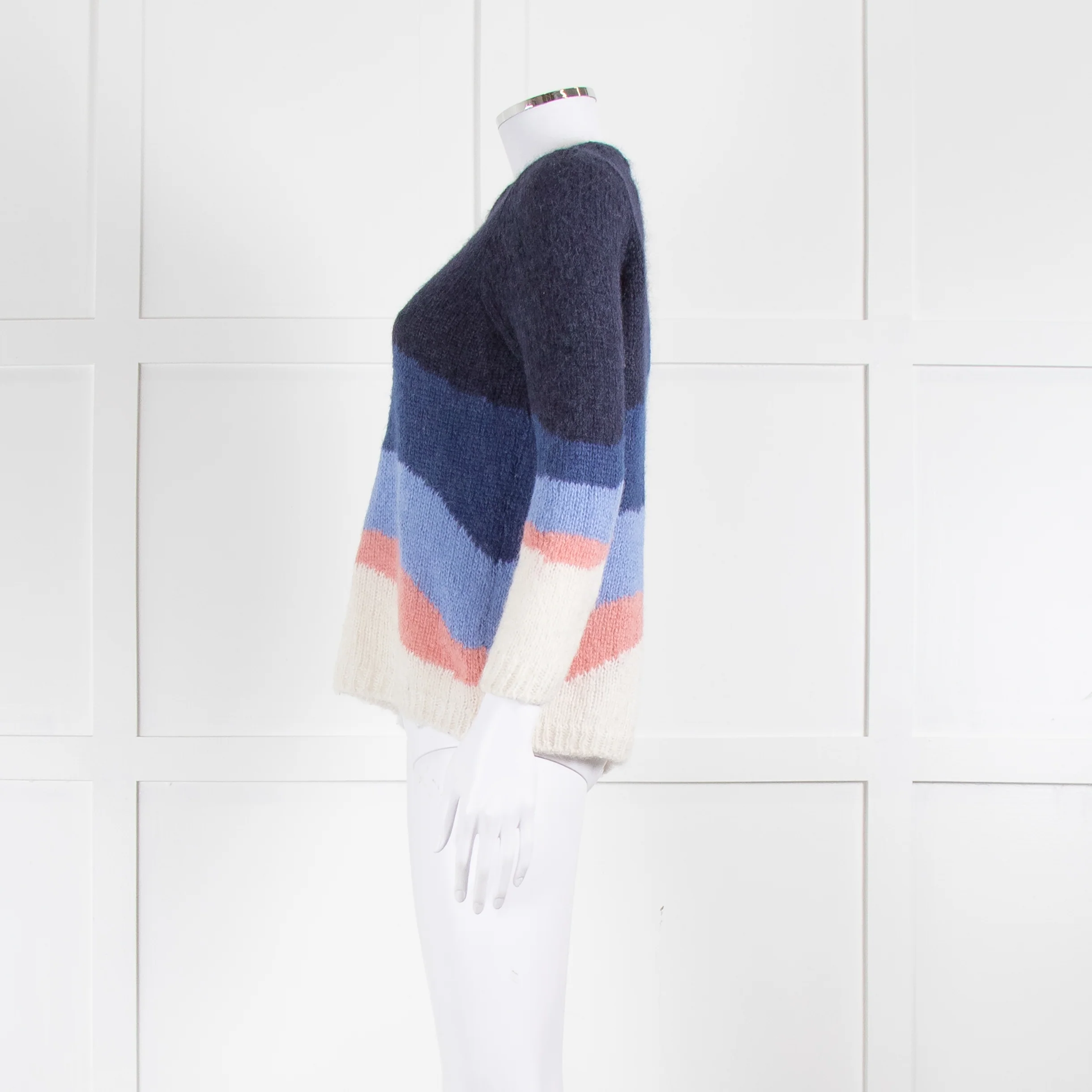 La Maille Sezane Blue Pink Cream Alpaca Mohair Blend Sweater - Image 7