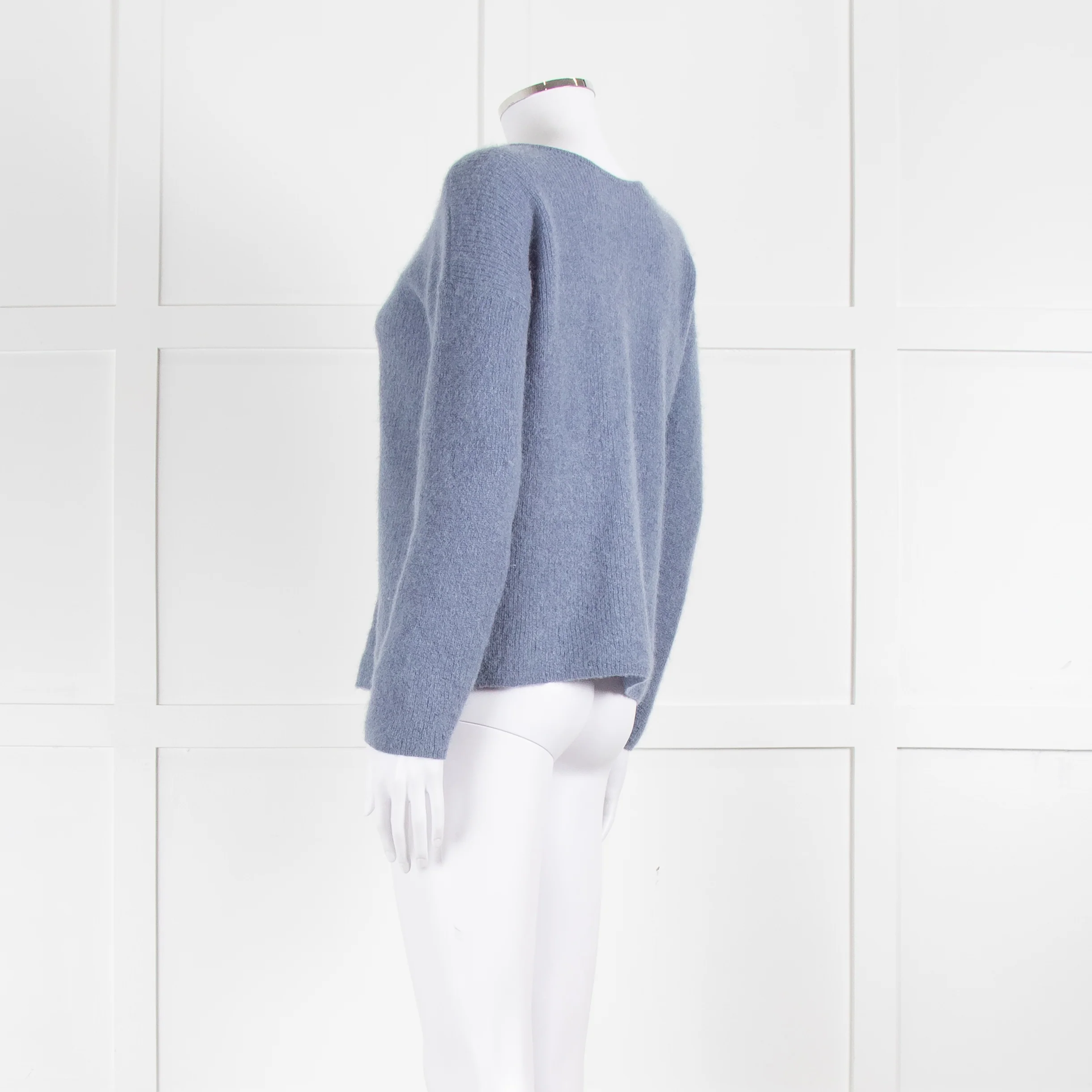 La Maille Sezane Dusky Blue Faux Pearl Button Cardigan - Image 6