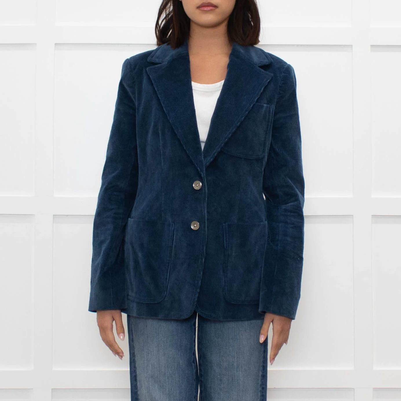 La Vie by Rebecca Taylor Teal Corduroy Blazer - Image 2