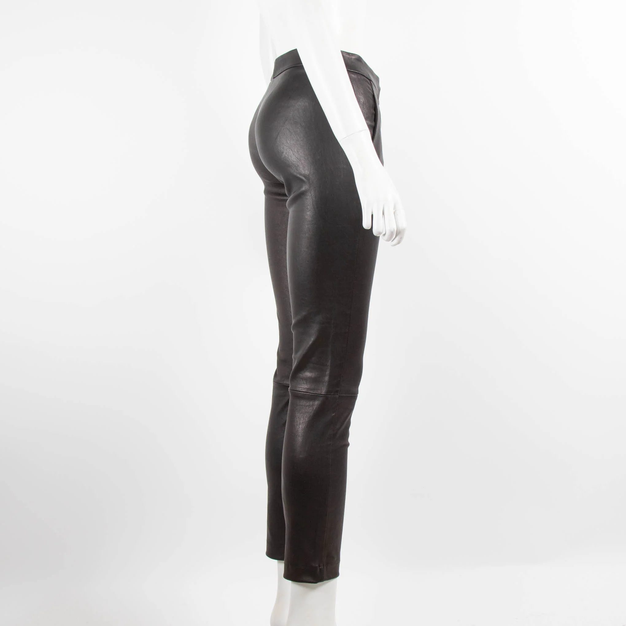 L'Agence Brown/Black Leather Skinny Trousers - Image 2