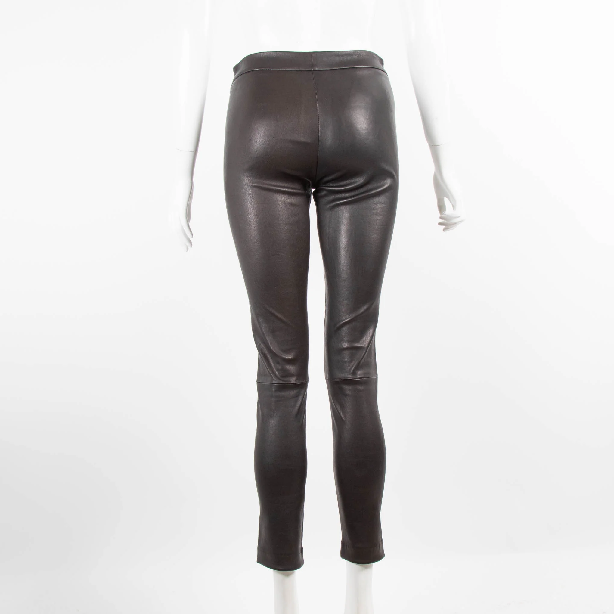 L'Agence Brown/Black Leather Skinny Trousers - Image 3