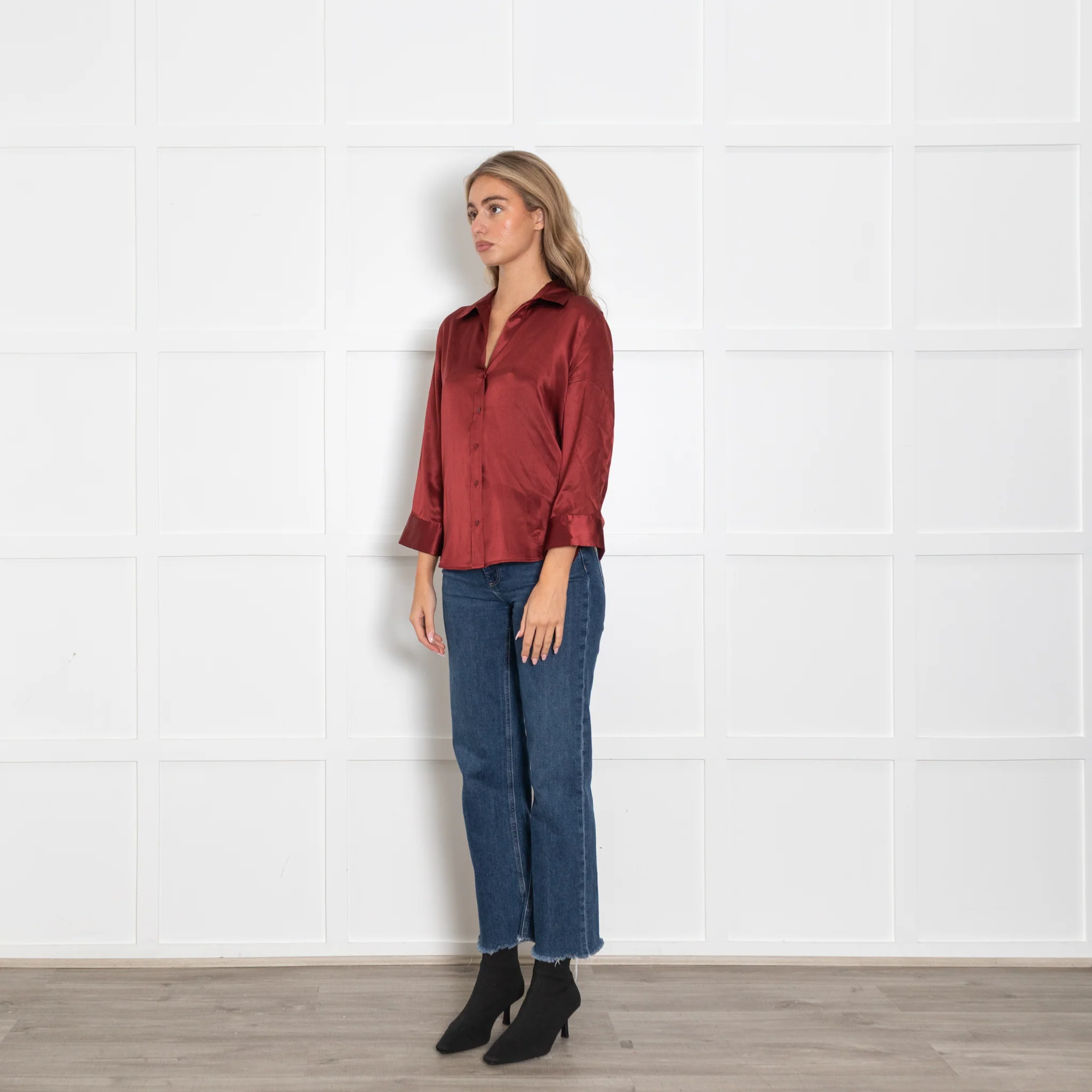 L'Agence Burnt Orange Dani Silk Shirt - Image 3