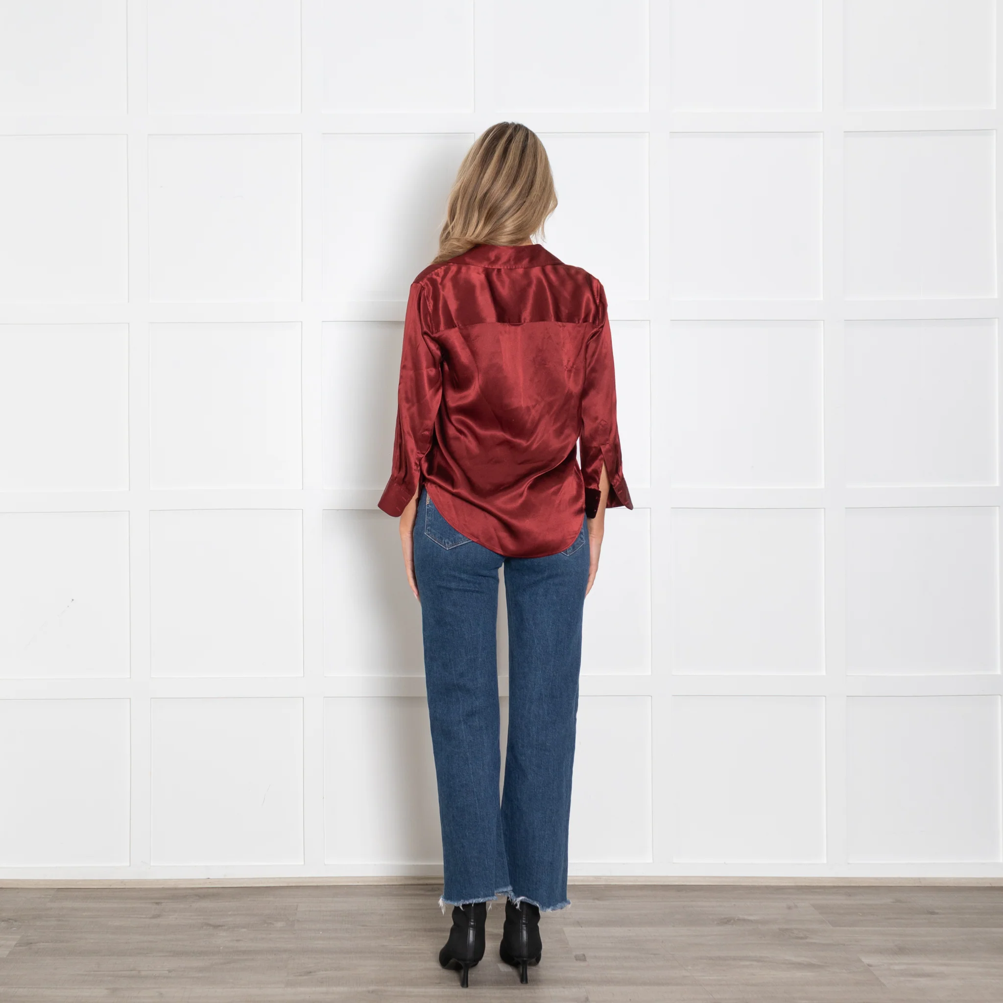 L'Agence Burnt Orange Dani Silk Shirt - Image 5