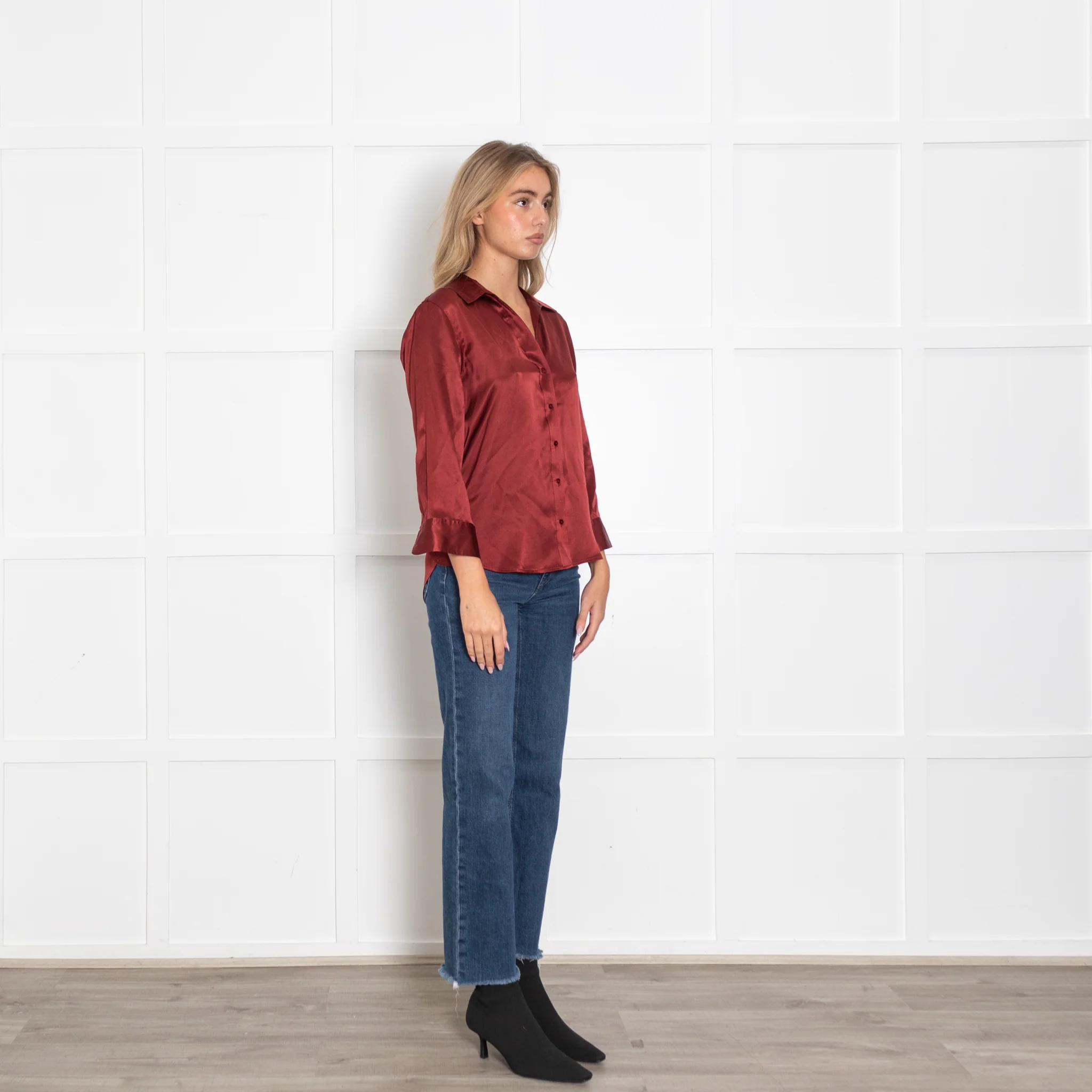 L'Agence Burnt Orange Dani Silk Shirt - Image 7