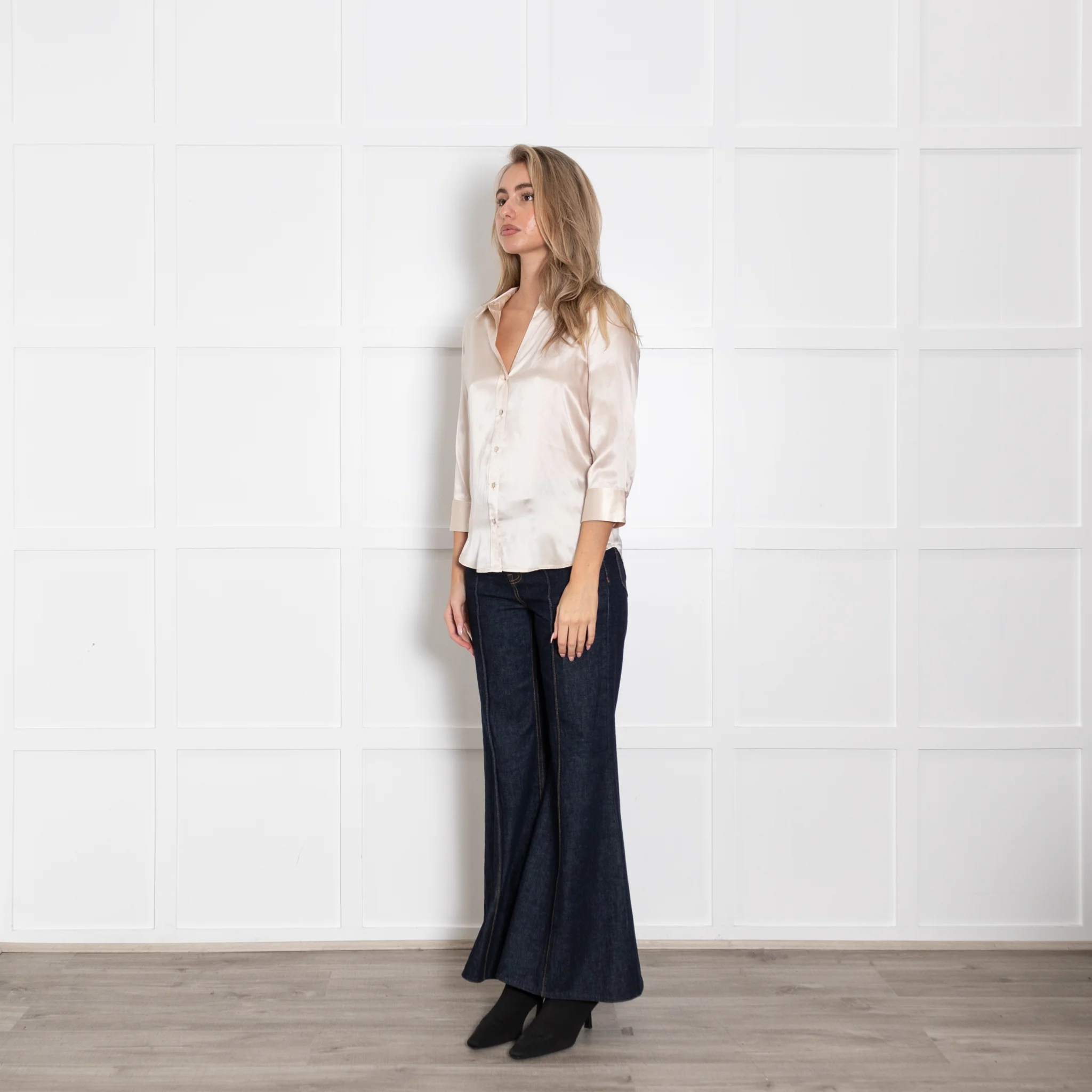 L'Agence Champagne 3/4 Sleeve Silk Blouse - Image 3