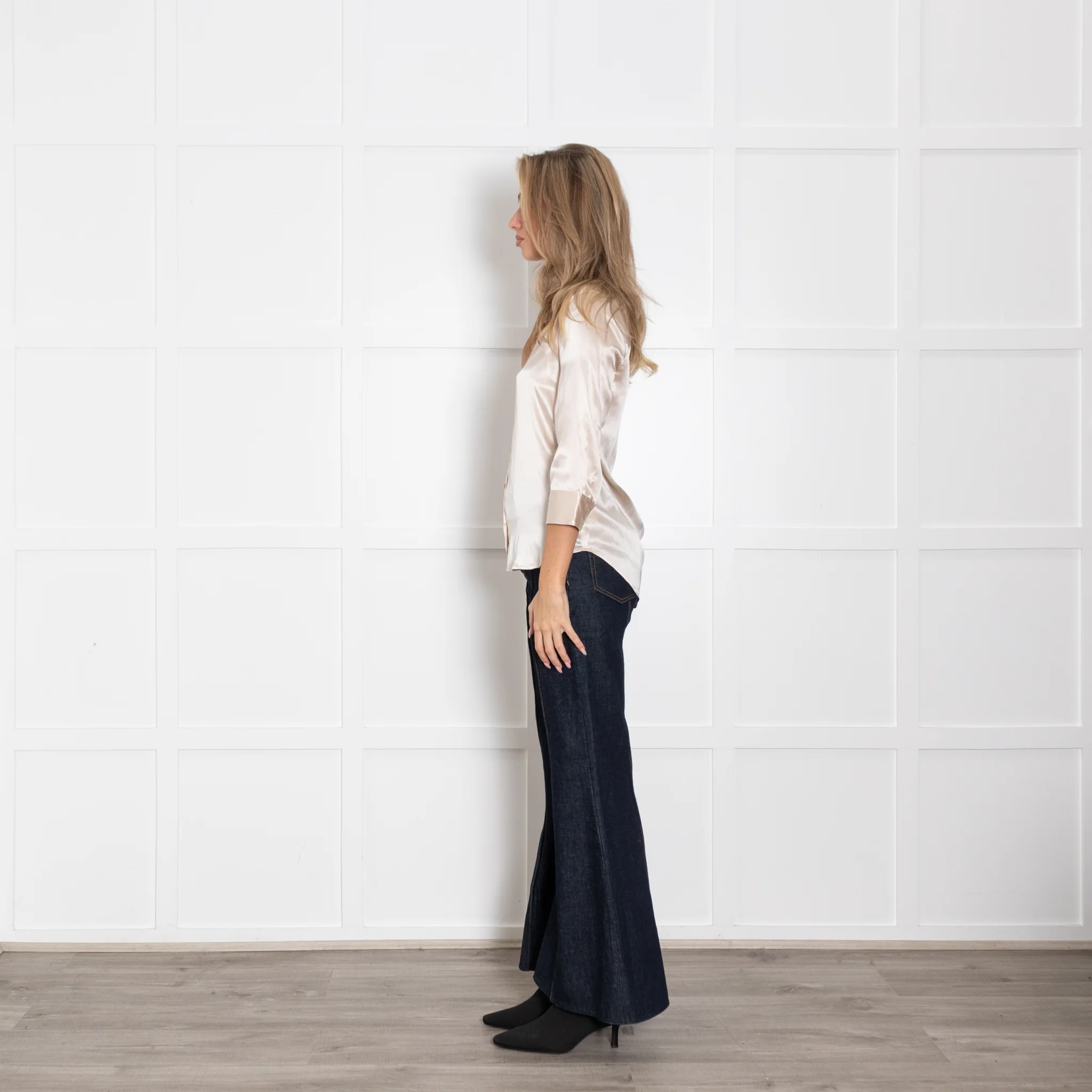 L'Agence Champagne 3/4 Sleeve Silk Blouse - Image 4