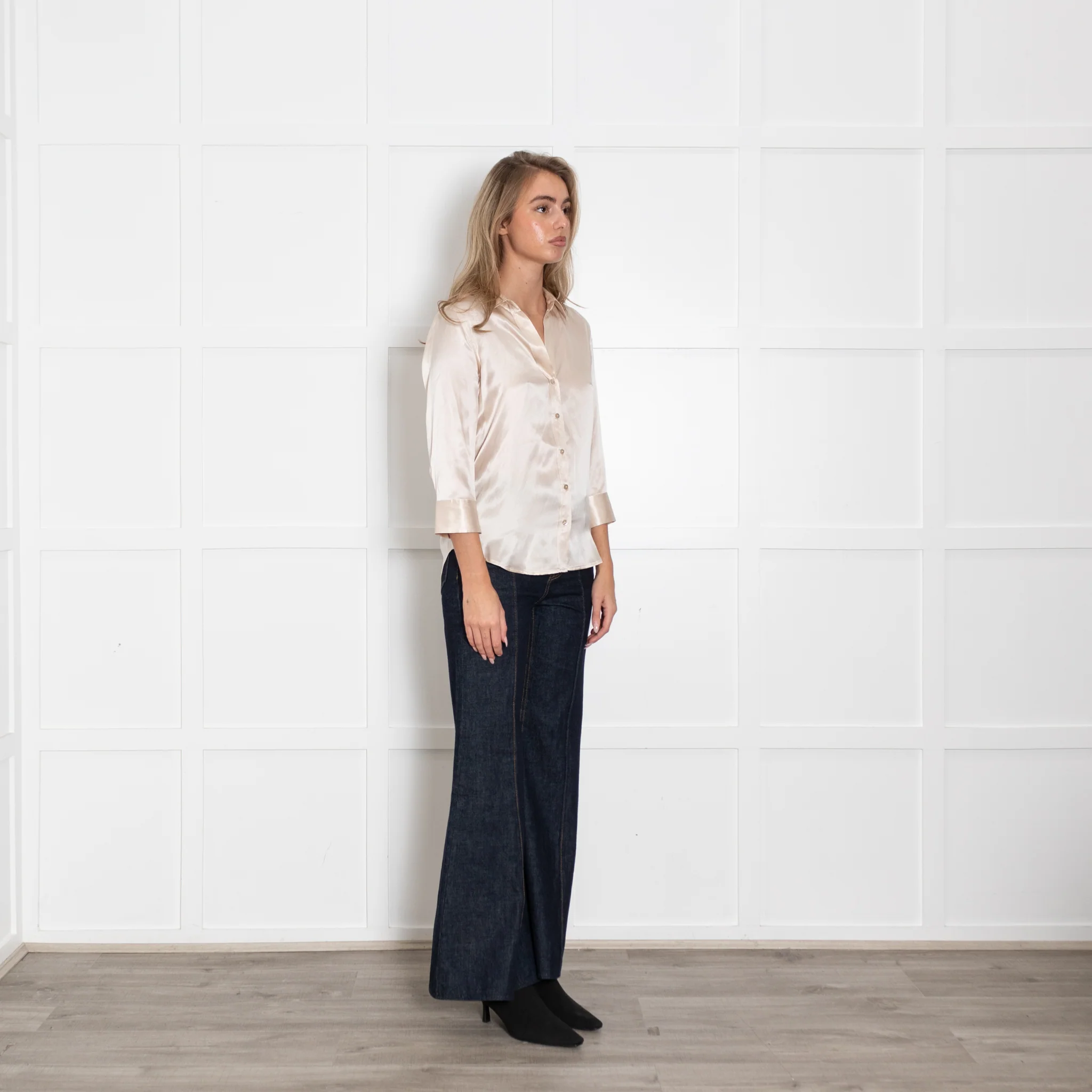L'Agence Champagne 3/4 Sleeve Silk Blouse - Image 7