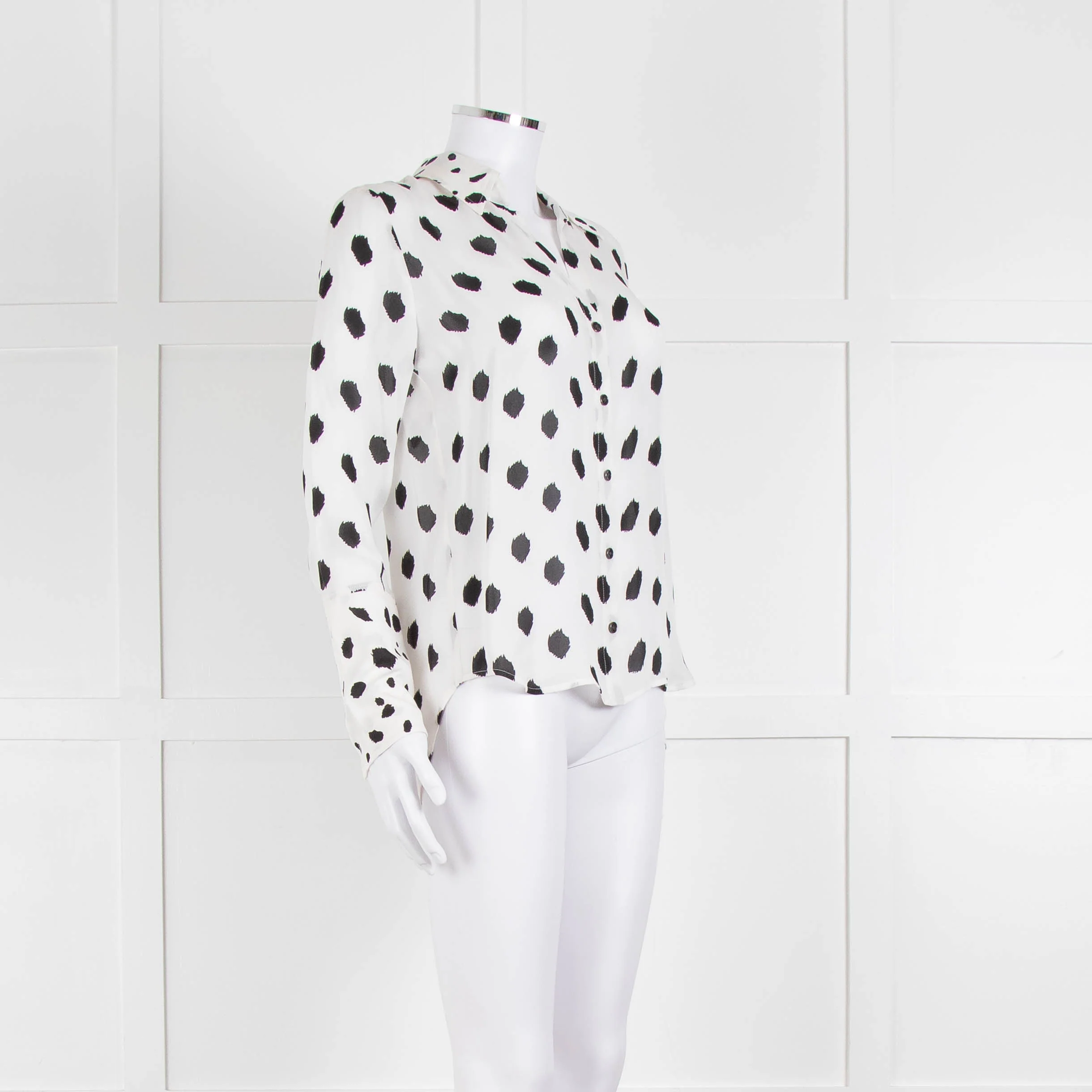 L'Agence White Black Large Dot Silk Blouse - Image 2