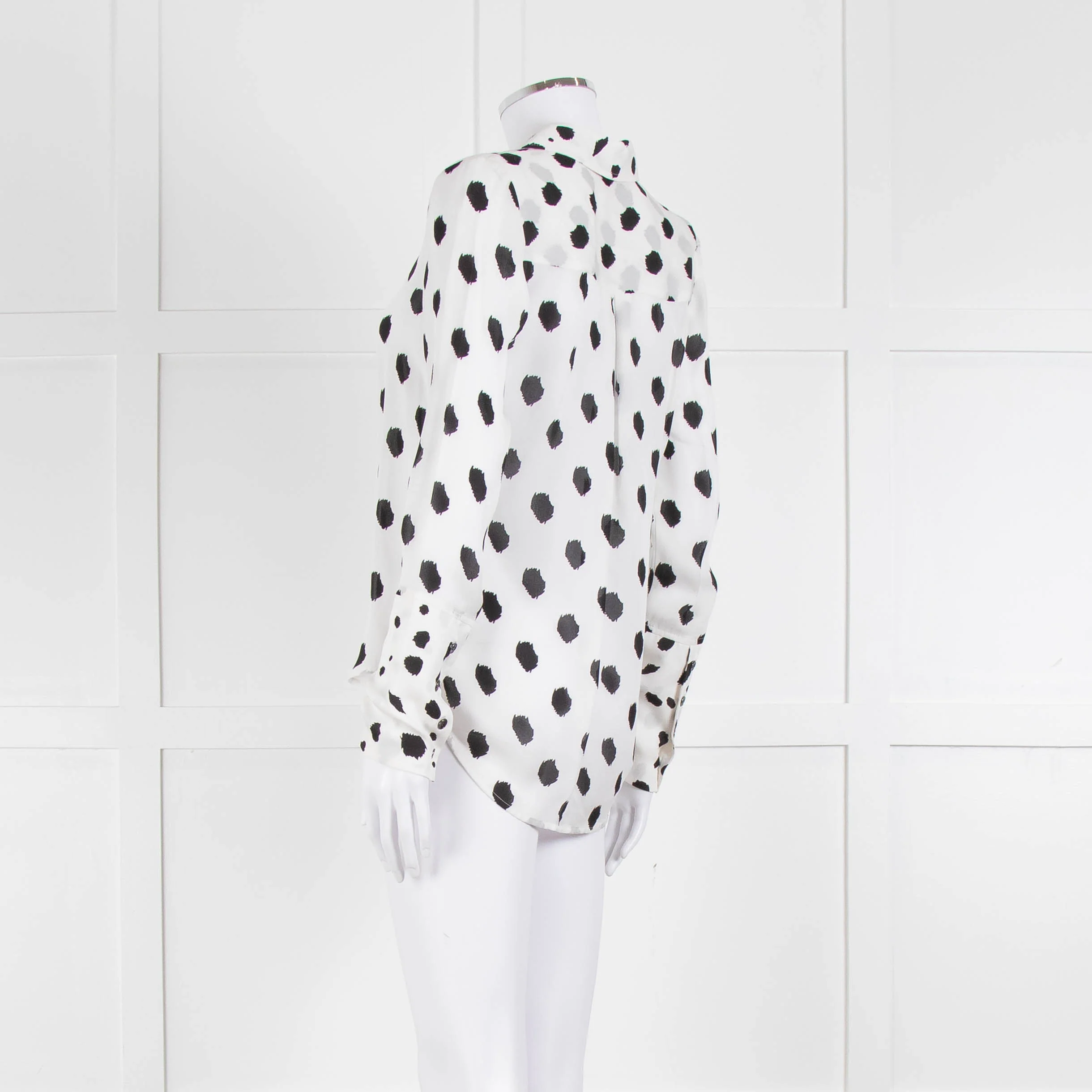 L'Agence White Black Large Dot Silk Blouse - Image 6
