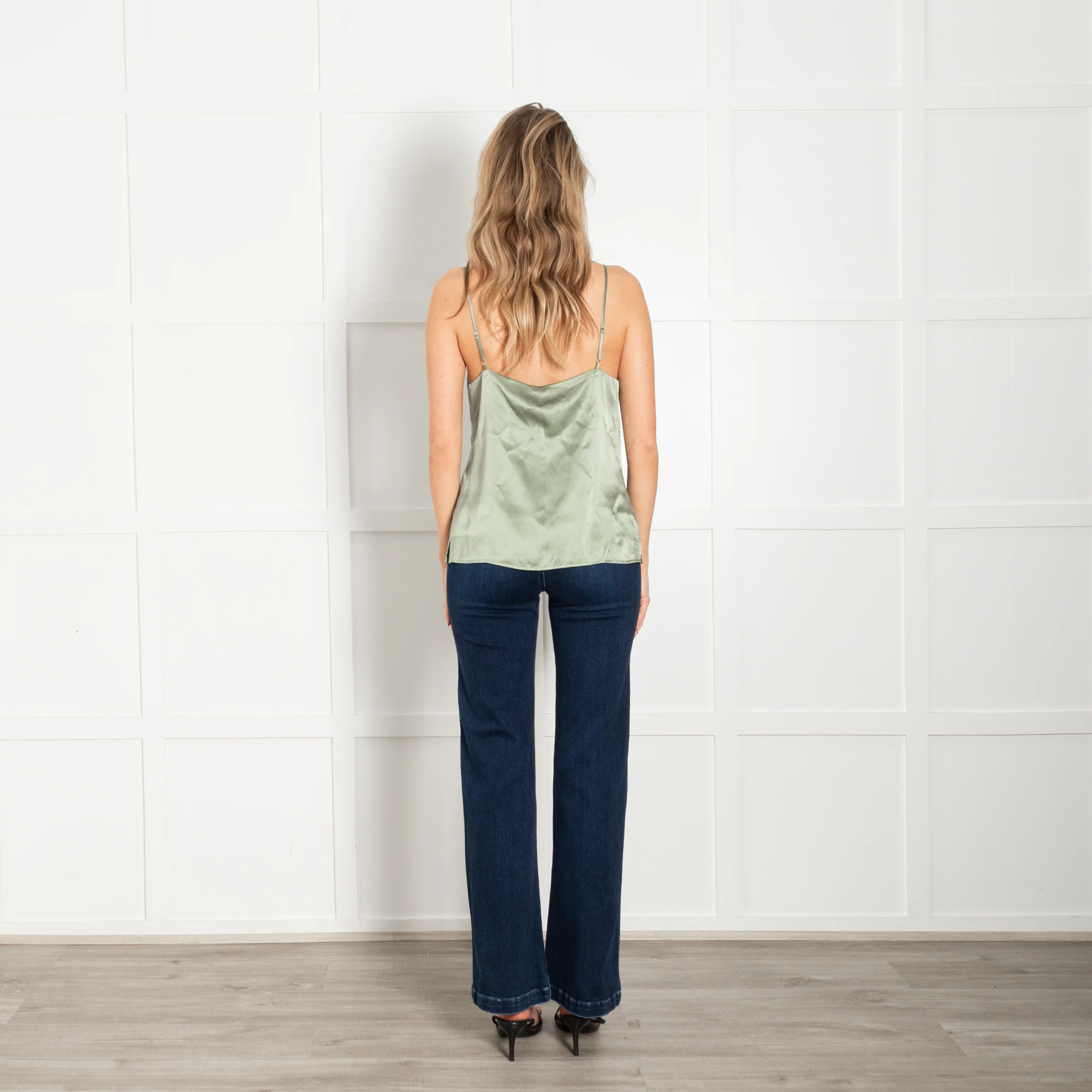 L'Agence Green Silk Satin Sleeveless Vest - Image 5