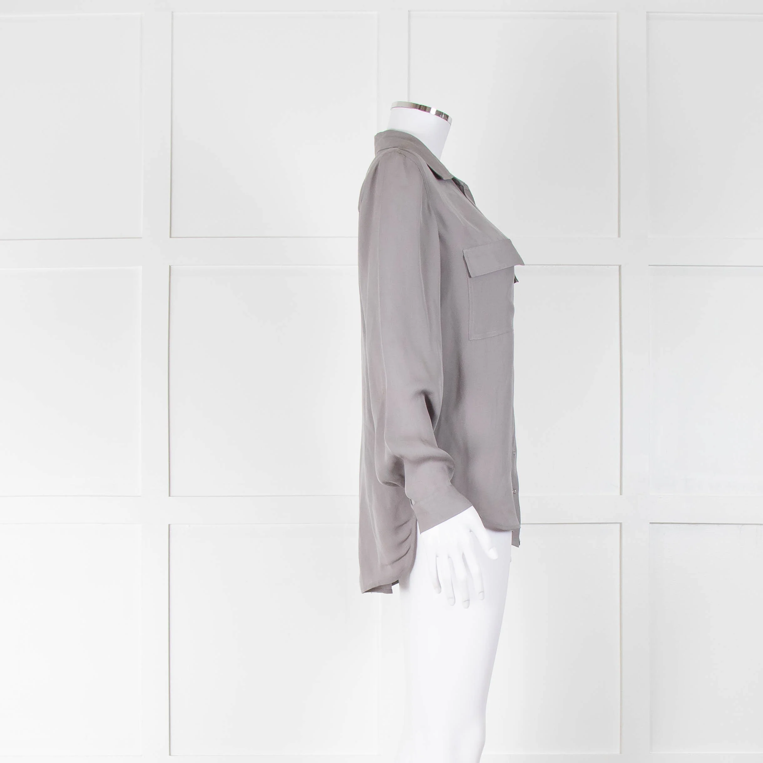 L'agence Grey Silk Long Sleeve Blouse - Image 2