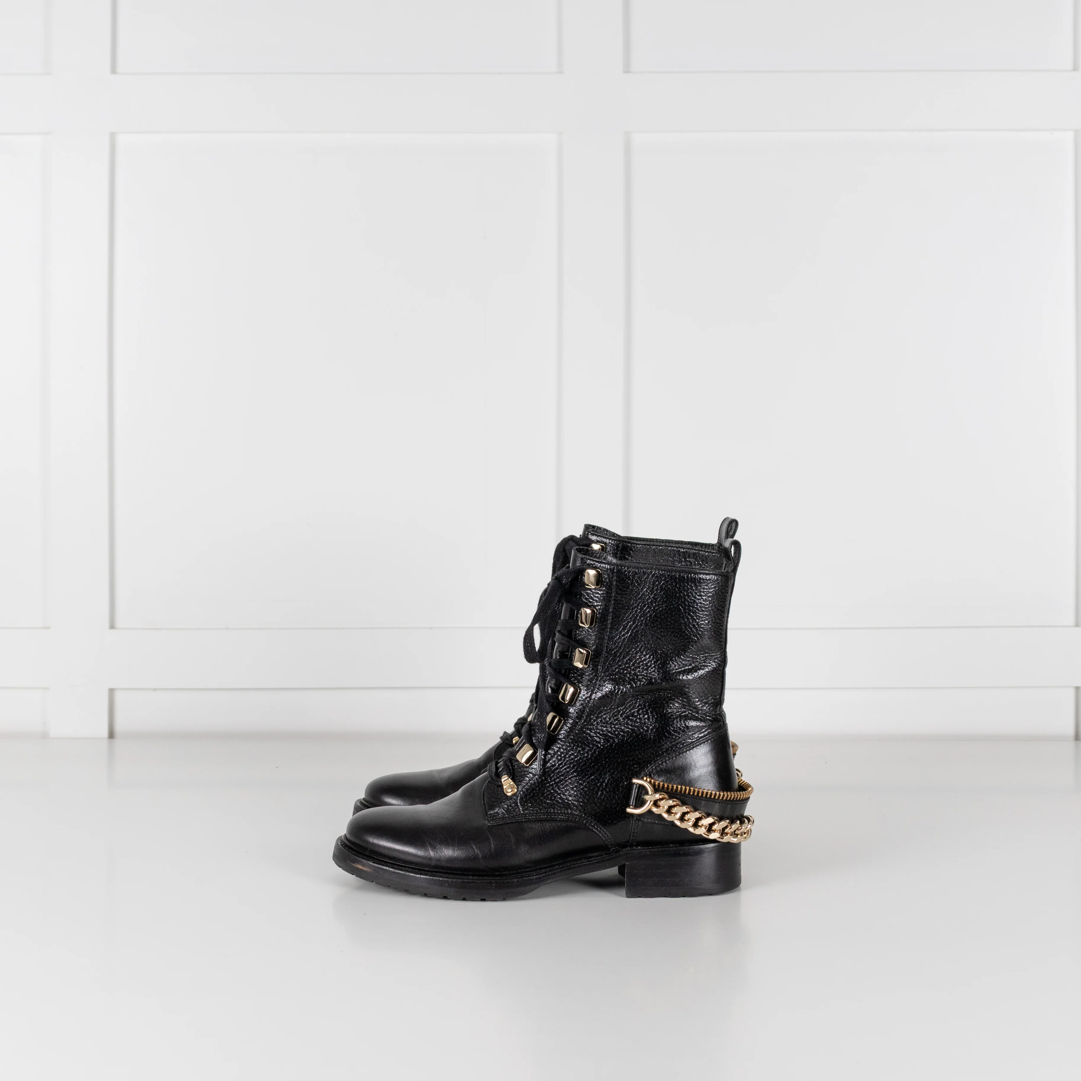 Lanvin Biker Black Boot With Gold Hardwear - Image 4