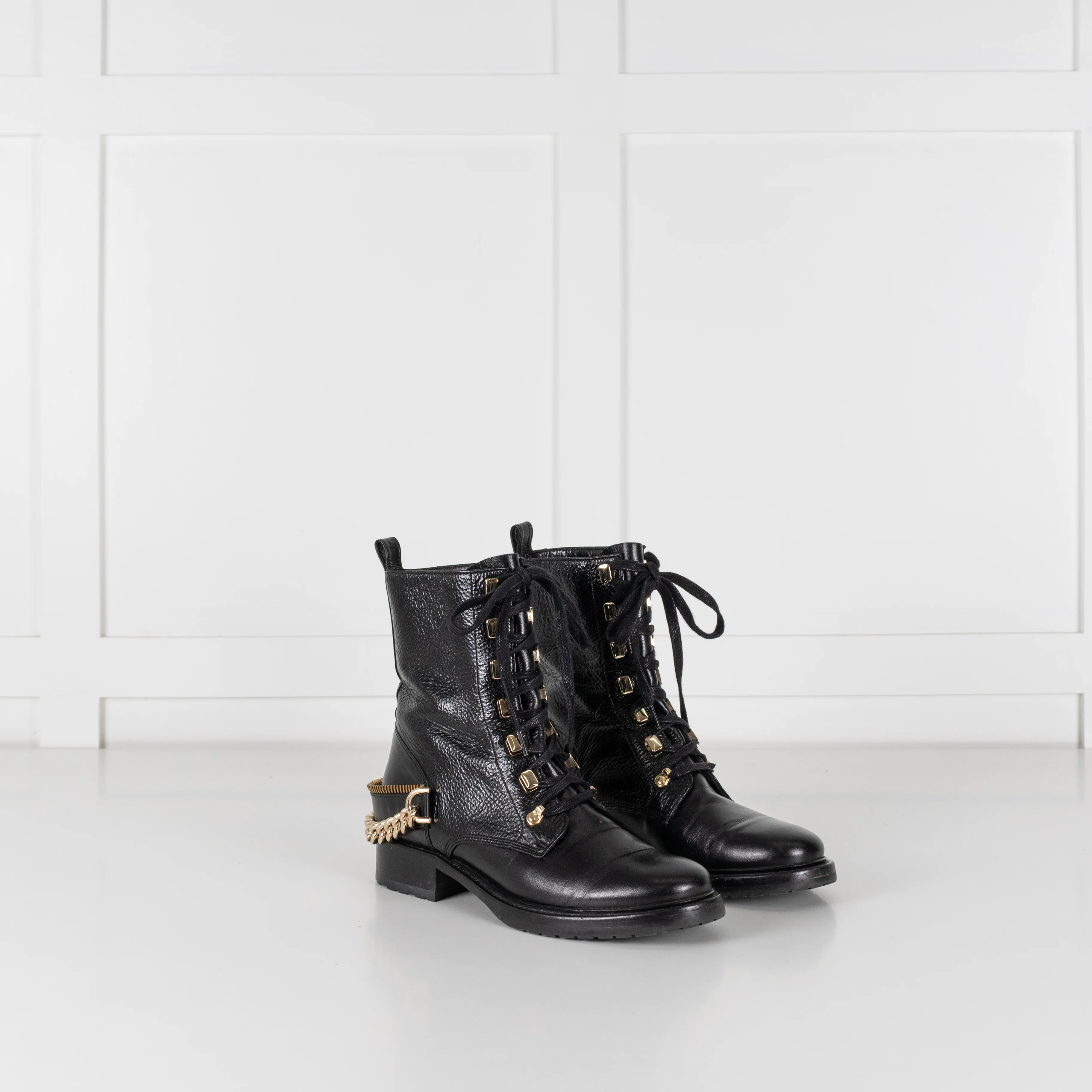 Lanvin Biker Black Boot With Gold Hardwear - Image 7