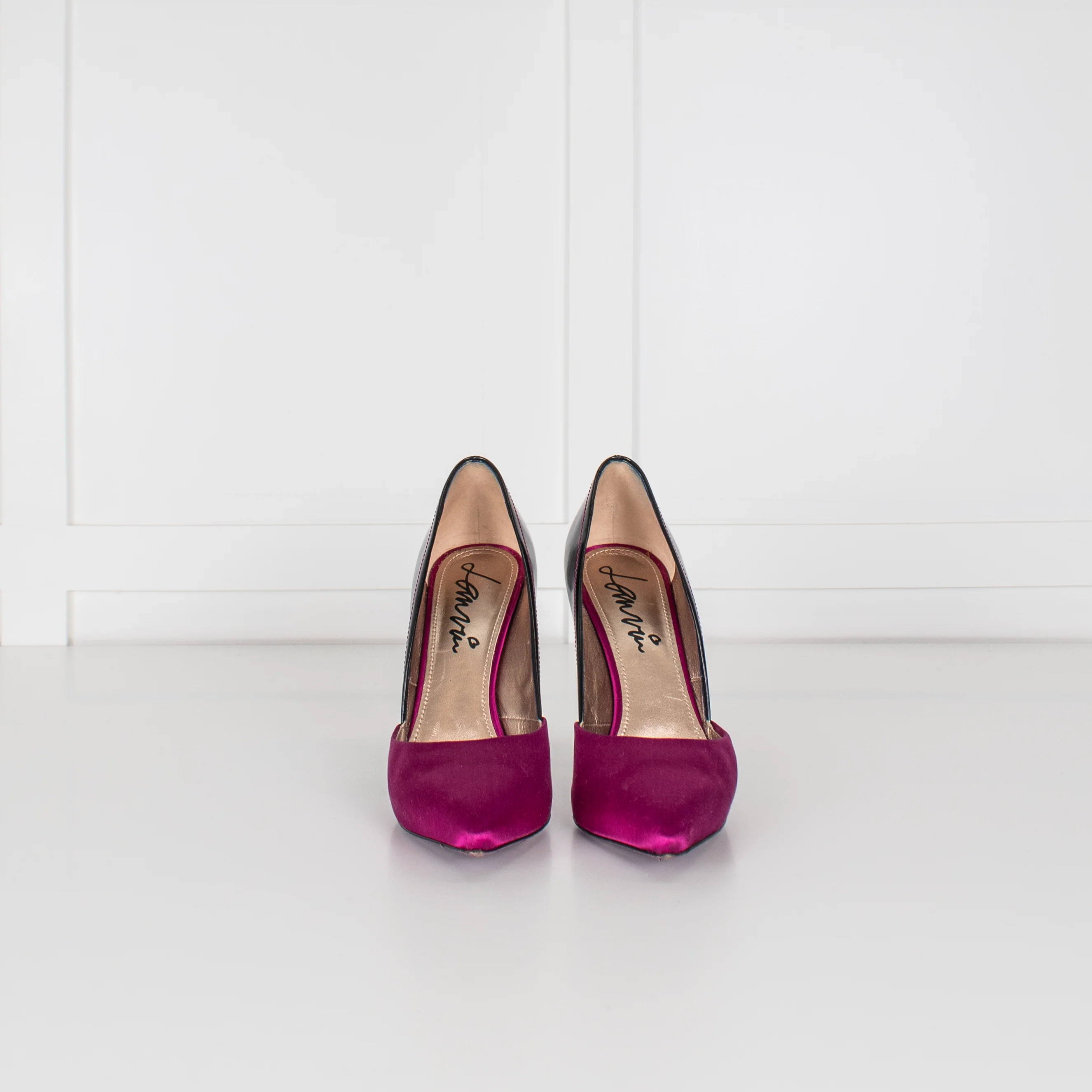 Lanvin Black And Pink Satin And Patent High Court Shoe - Image 3