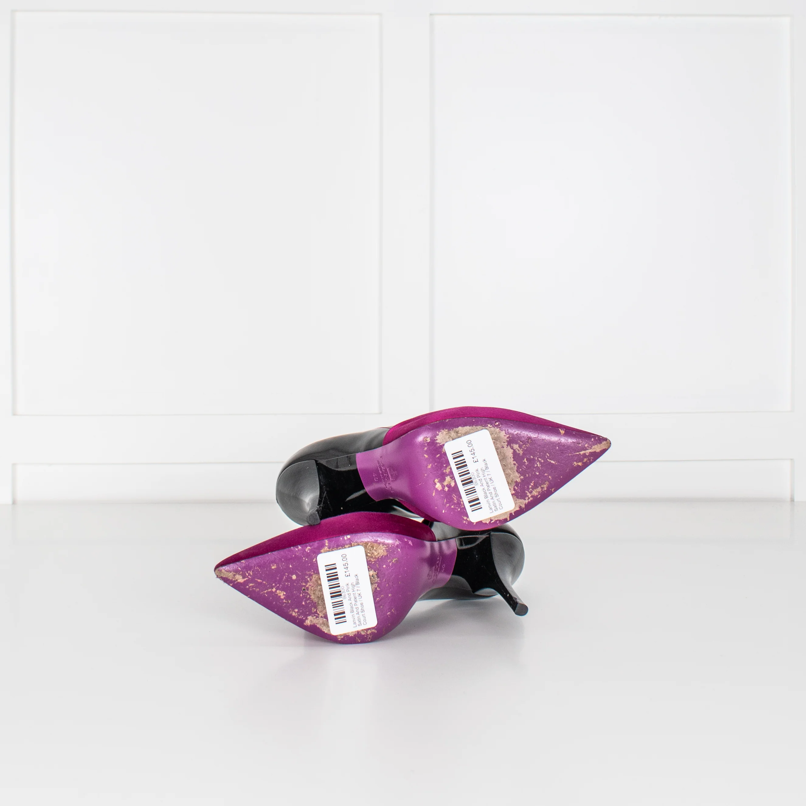 Lanvin Black And Pink Satin And Patent High Court Shoe - Image 8