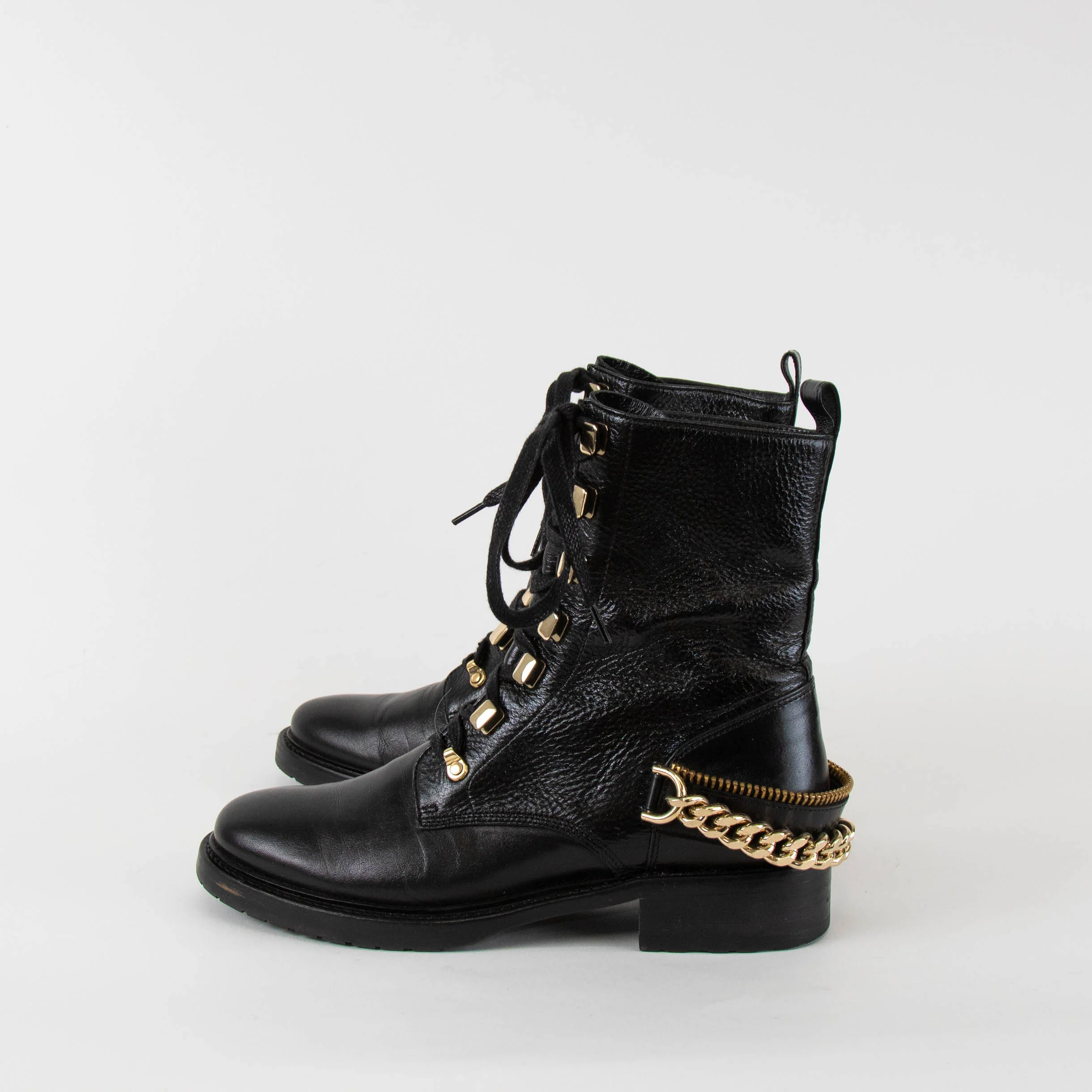 Lanvin Black Biker Boot With Gold Hardware - Image 4