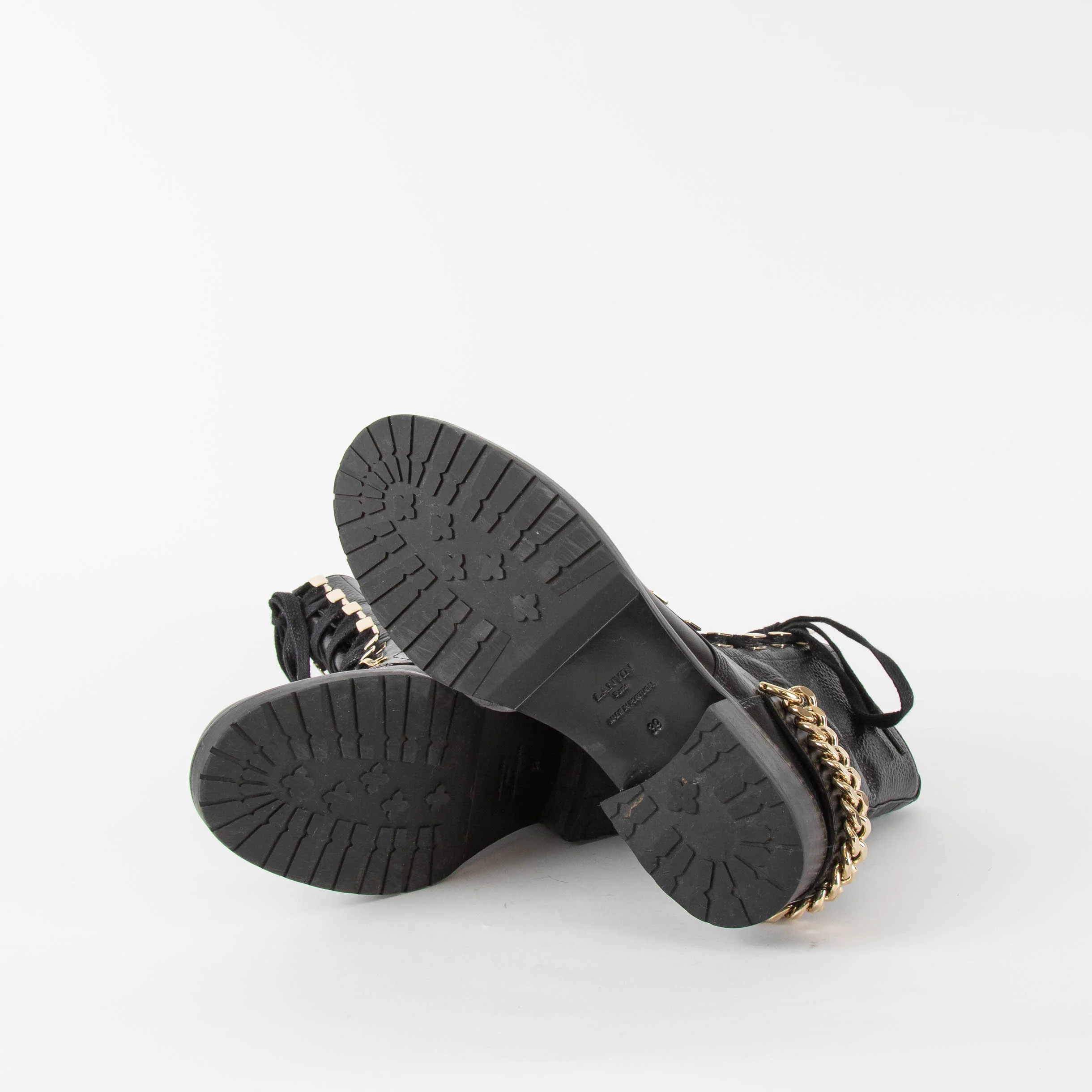 Lanvin Black Biker Boot With Gold Hardware - Image 7