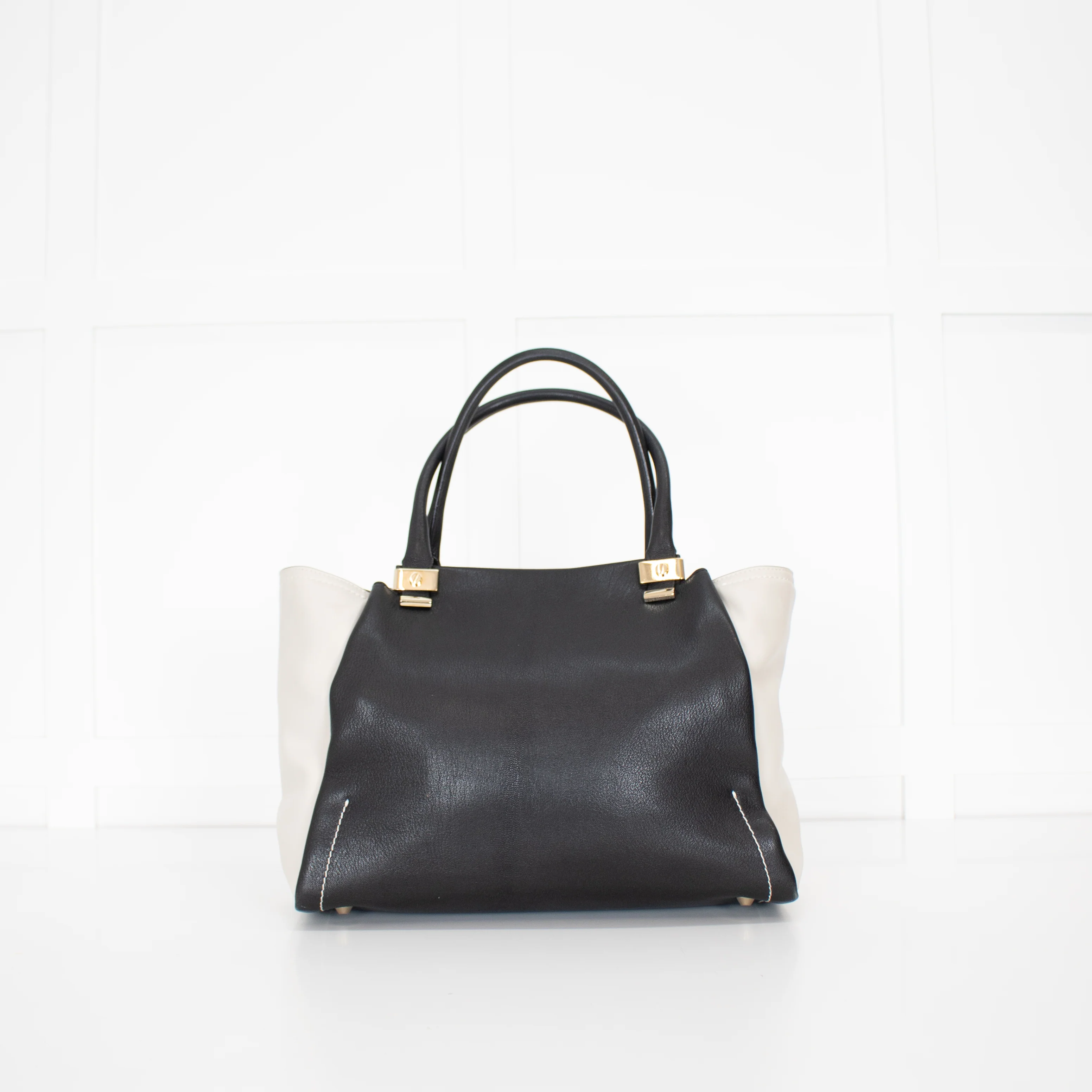 Lanvin Black Cream Trilogy Leather Tote Bag - Image 4