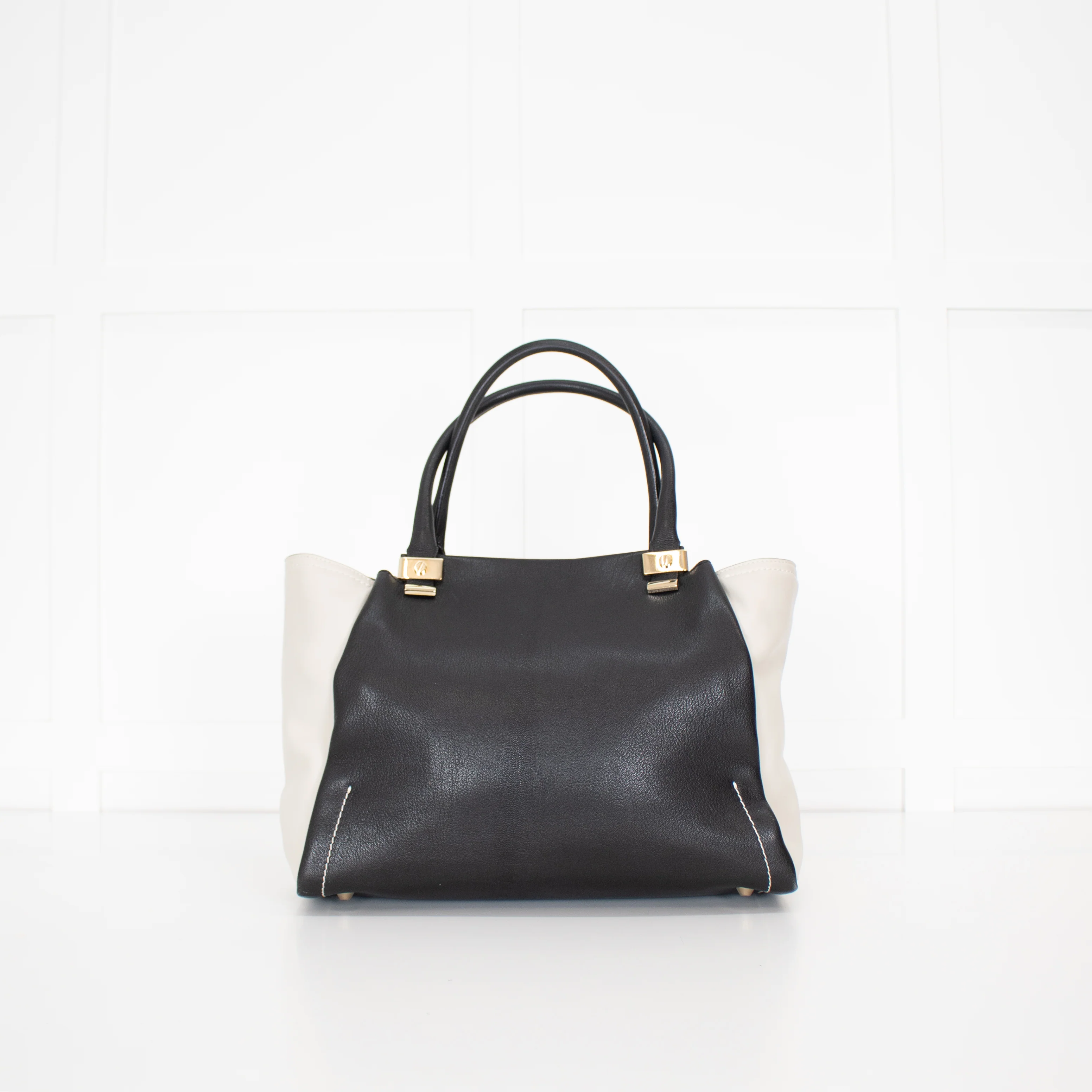 Lanvin Black Cream Trilogy Leather Tote Bag - Image 5