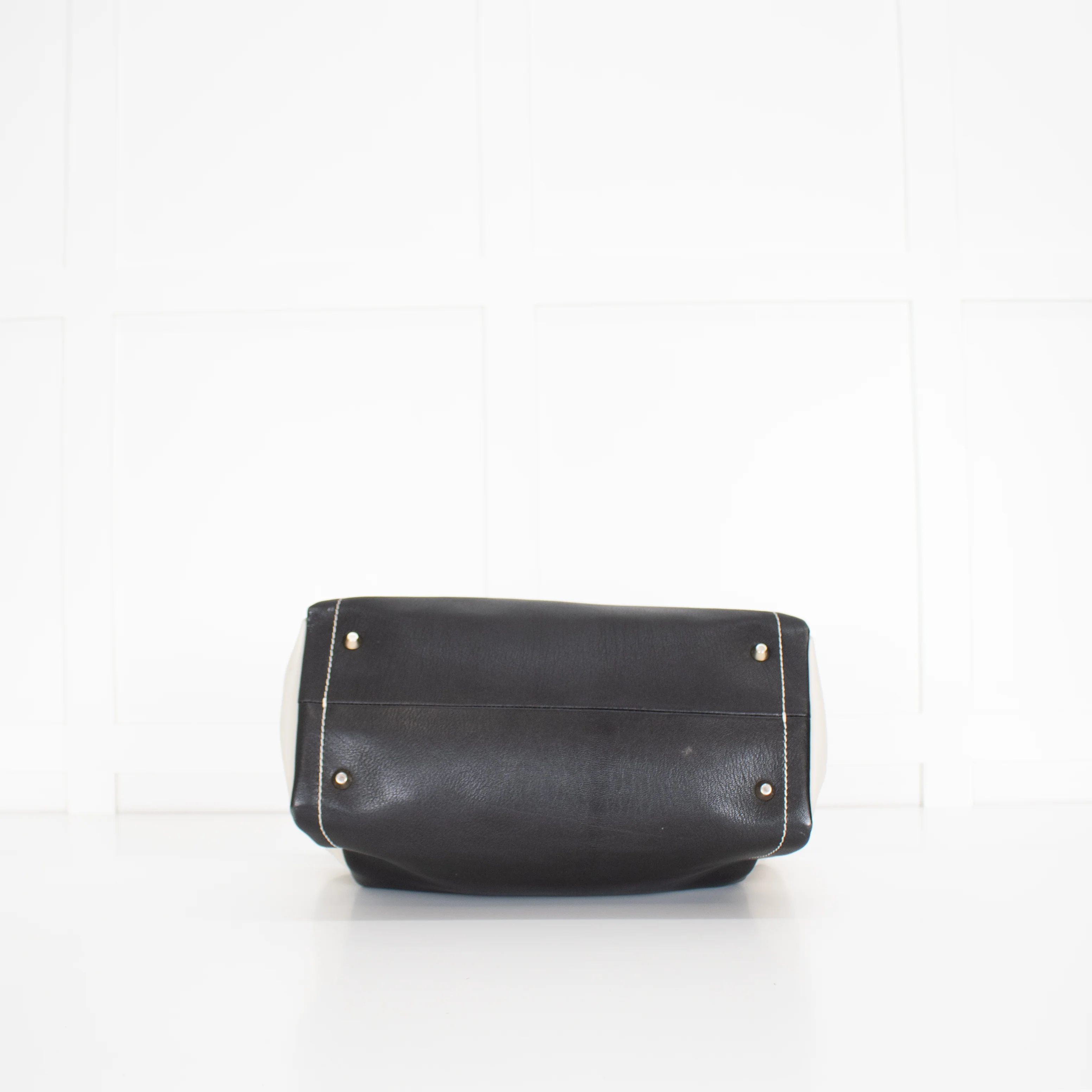 Lanvin Black Cream Trilogy Leather Tote Bag - Image 7