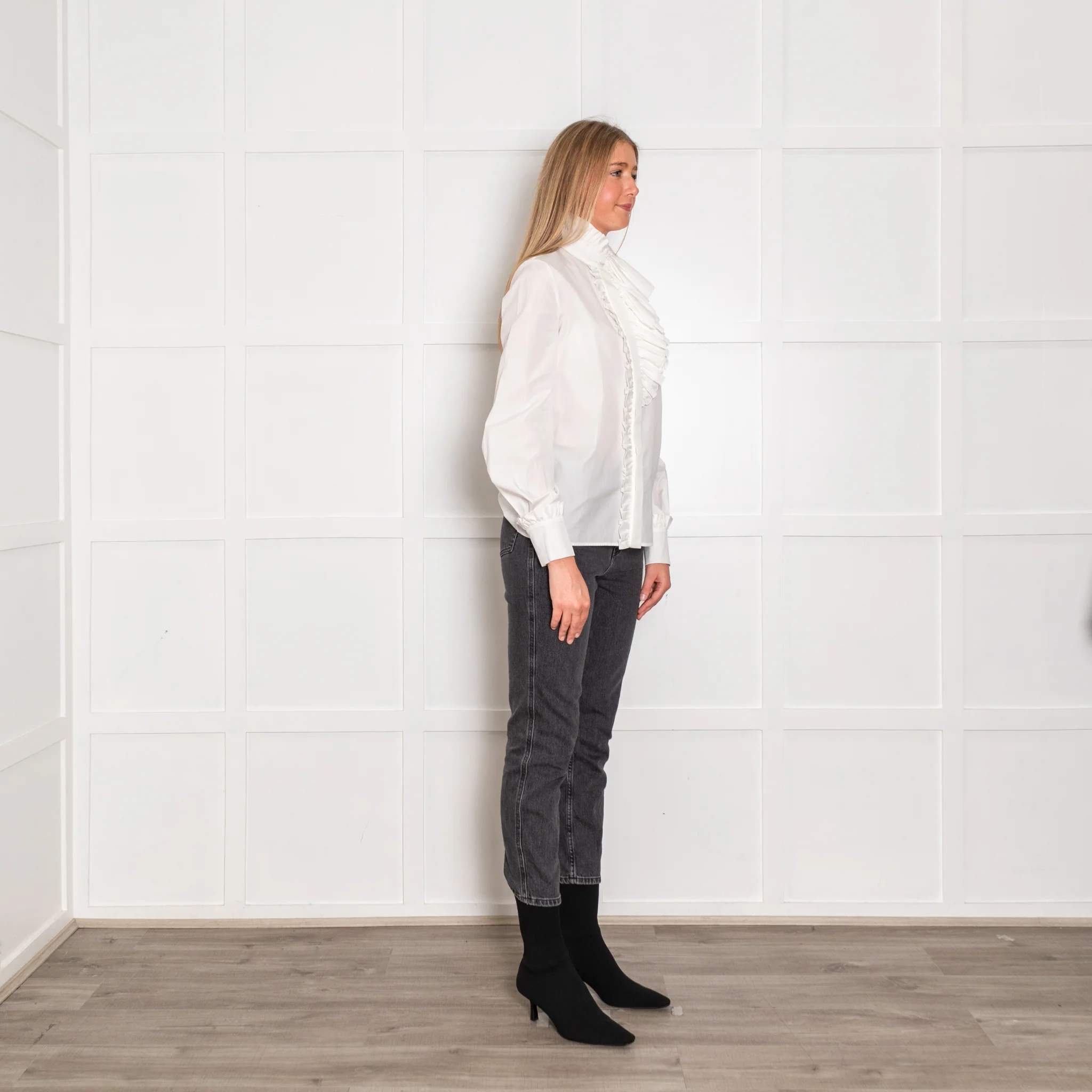 Lanvin White Frill Neck Cotton Shirt - Image 7