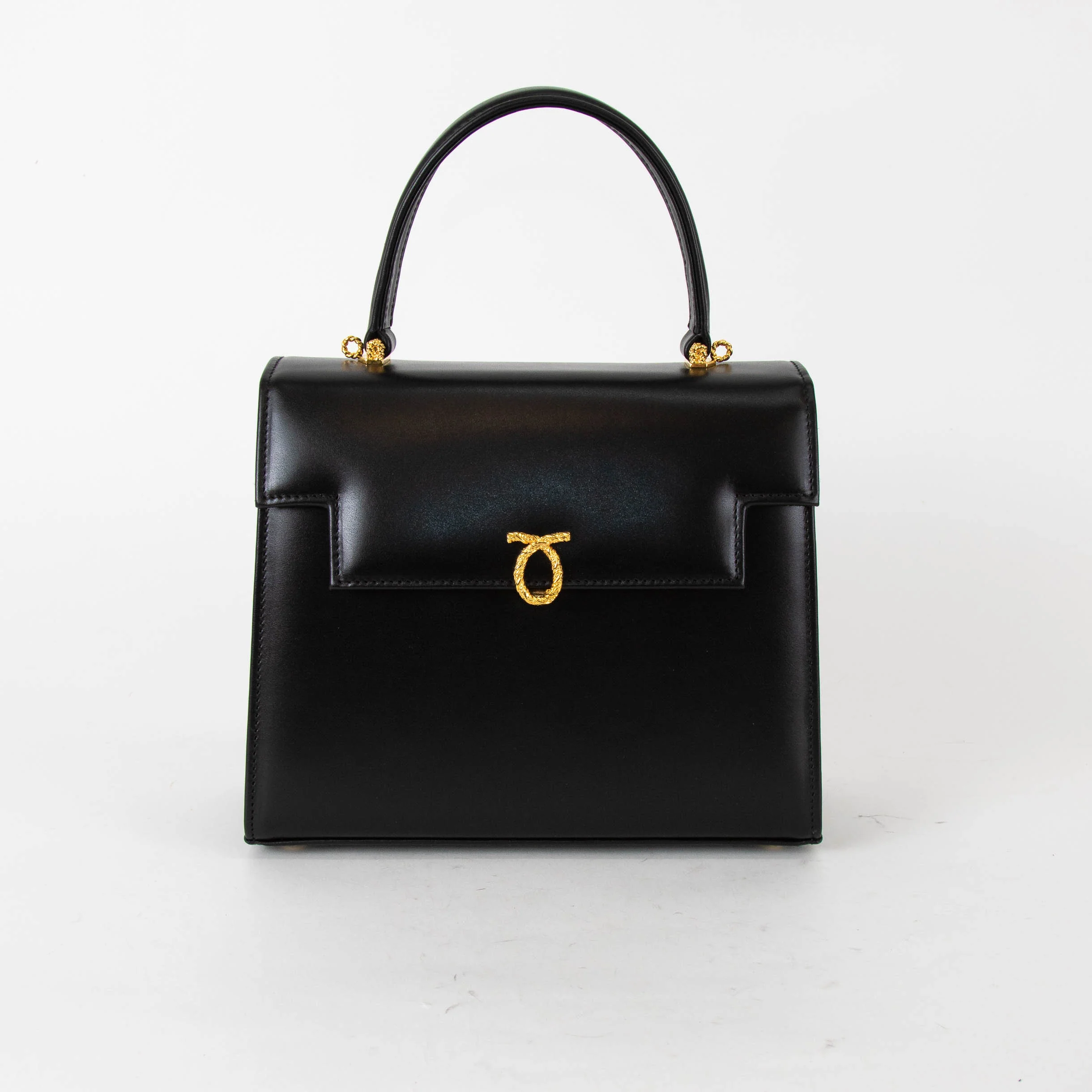 Launer London Black Traviata Leather Bag