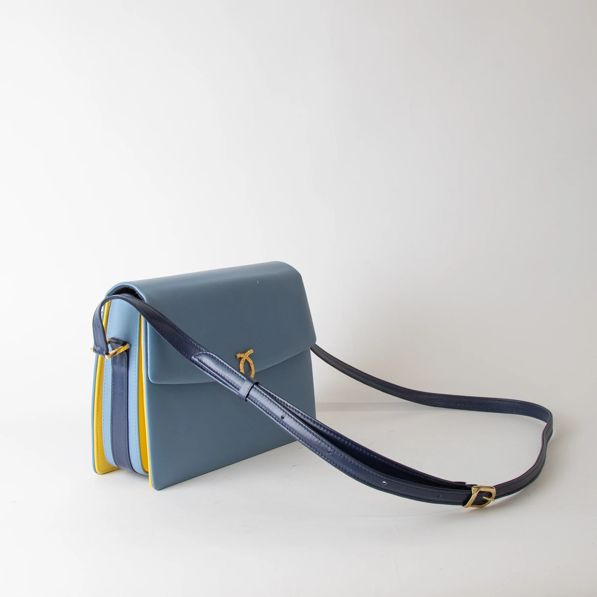 Launer London Blue Yellow Dido Crossbody Bag - Image 2