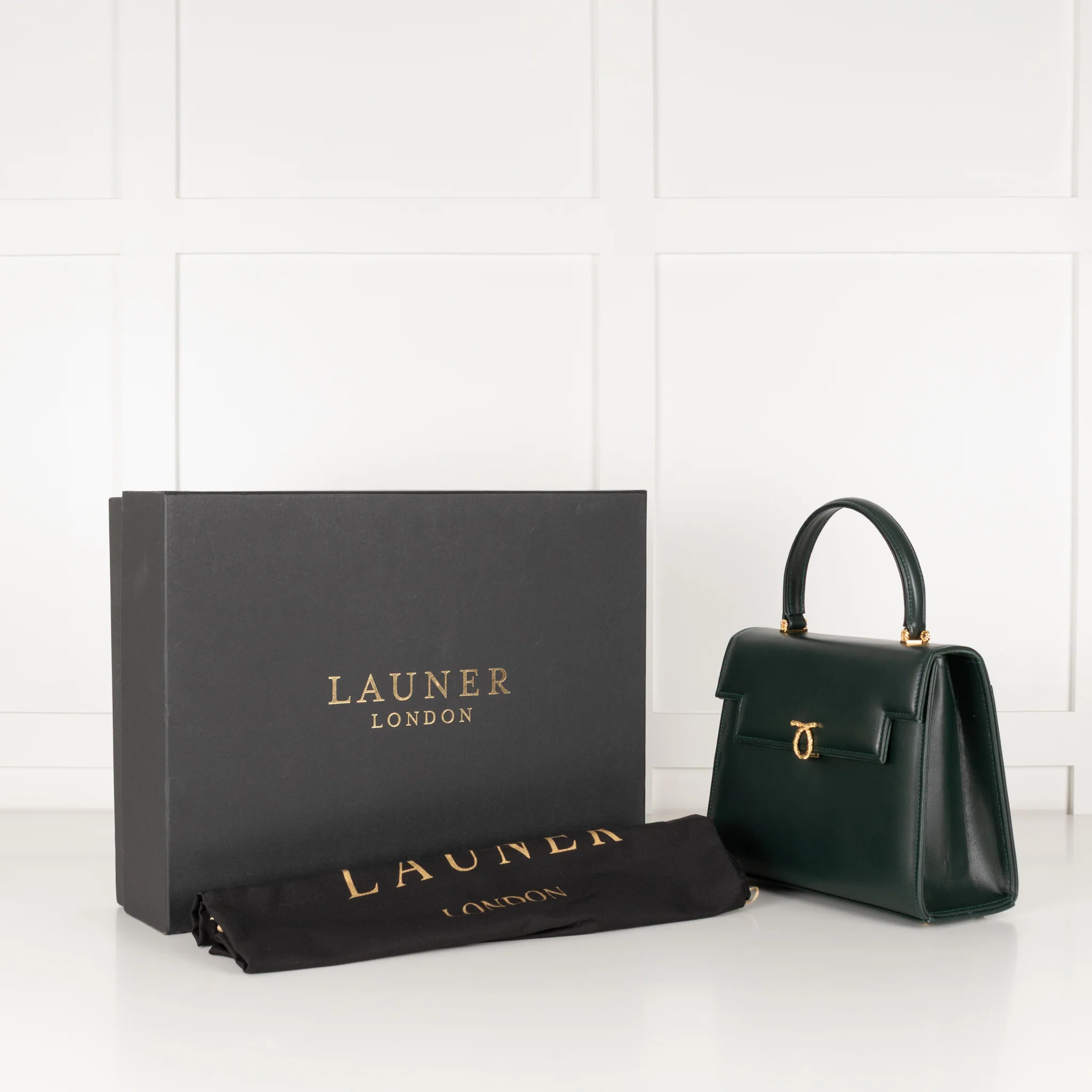 Launer London Forest Green Leather Traviata Bag - Image 3