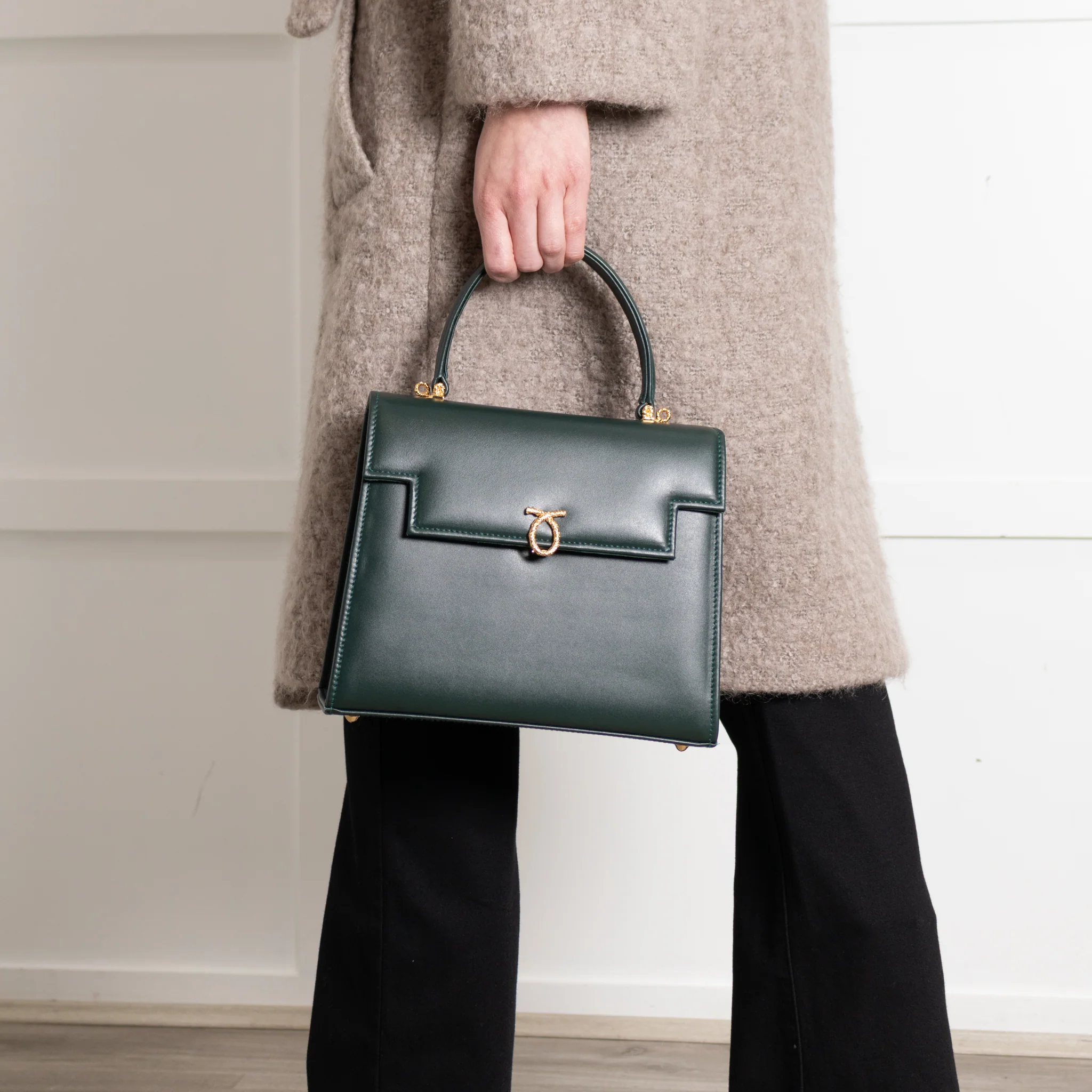 Launer London Forest Green Leather Traviata Bag - Image 4