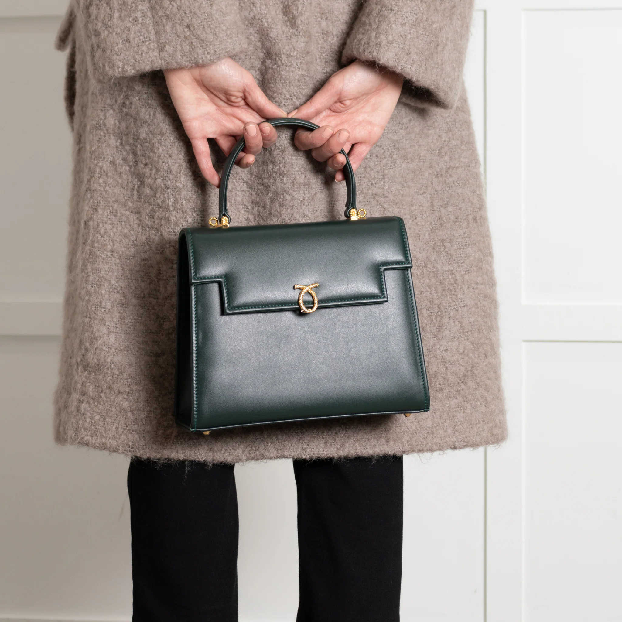 Launer London Forest Green Leather Traviata Bag - Image 9