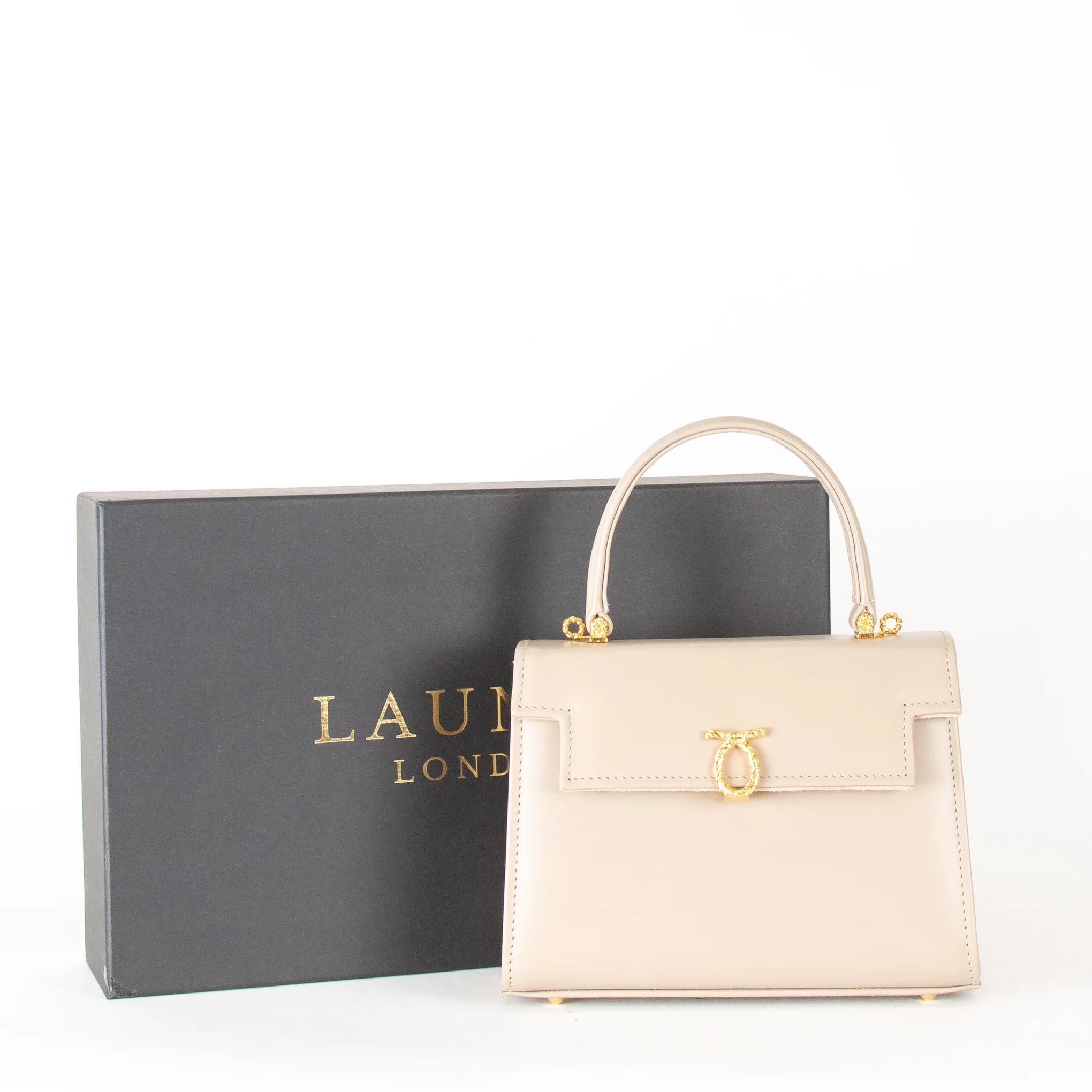 Launer London Taupe Judi Buttermilk Top Handle Small Bag - Image 3