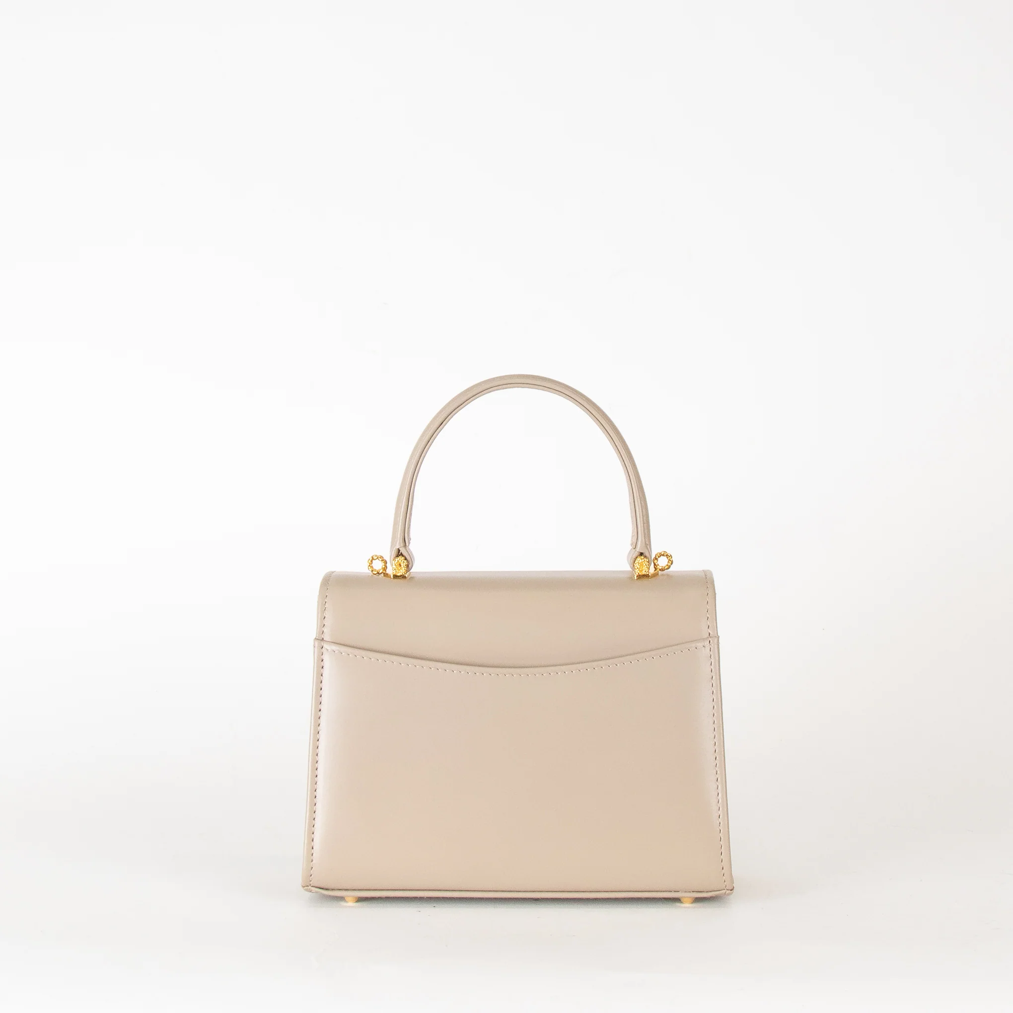 Launer London Taupe Judi Buttermilk Top Handle Small Bag - Image 5