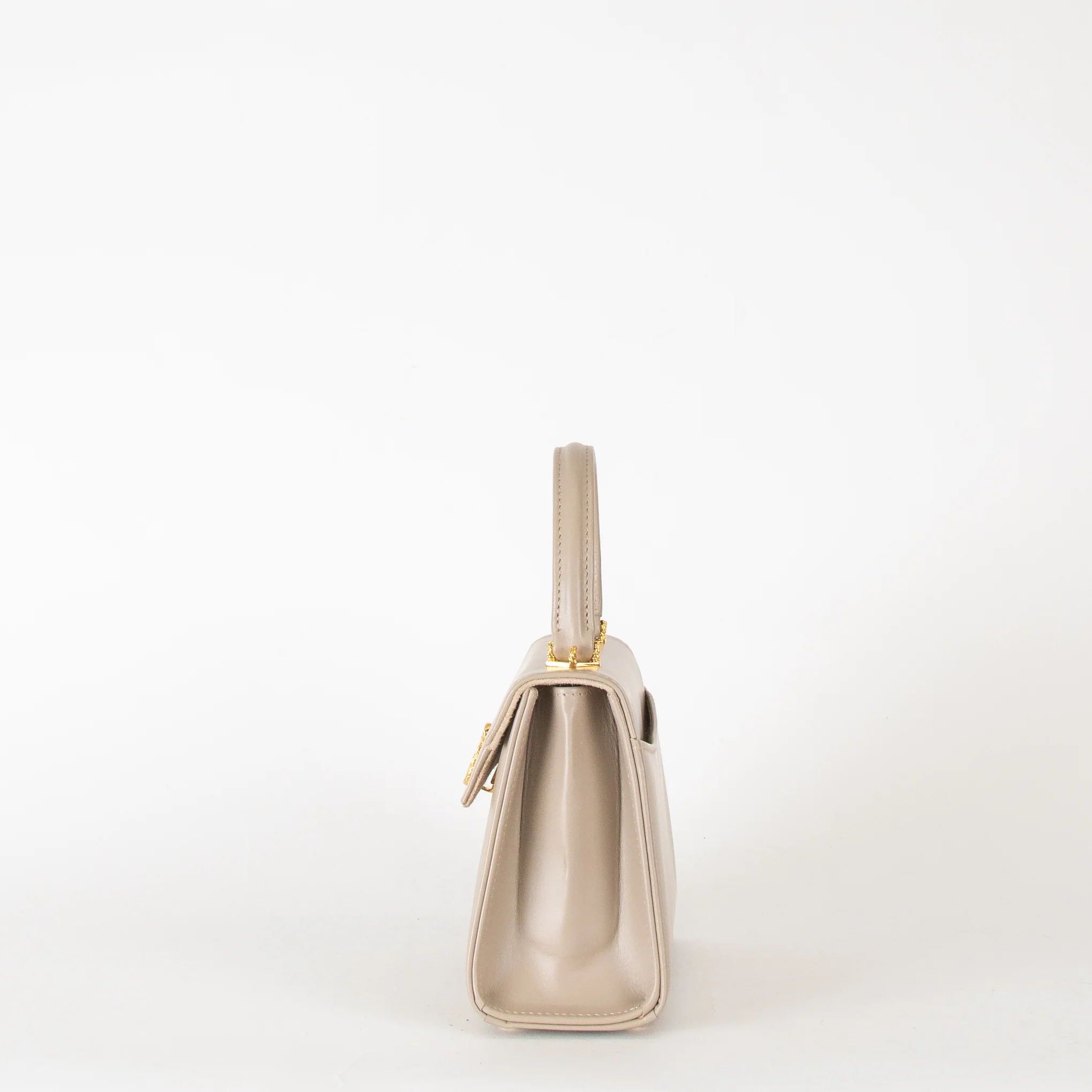 Launer London Taupe Judi Buttermilk Top Handle Small Bag - Image 6
