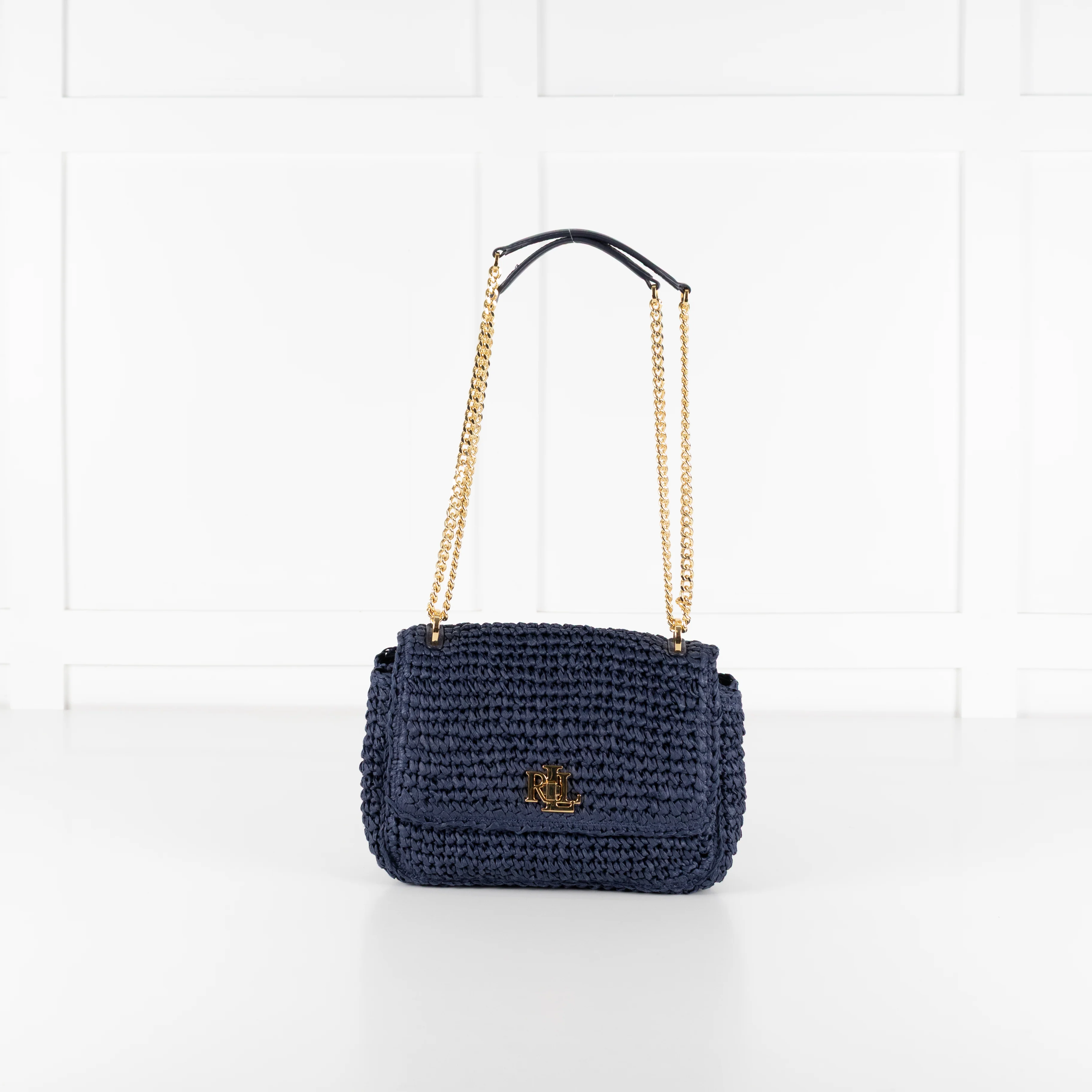 Lauren by Ralph Lauren Navy Raffia Crossbody