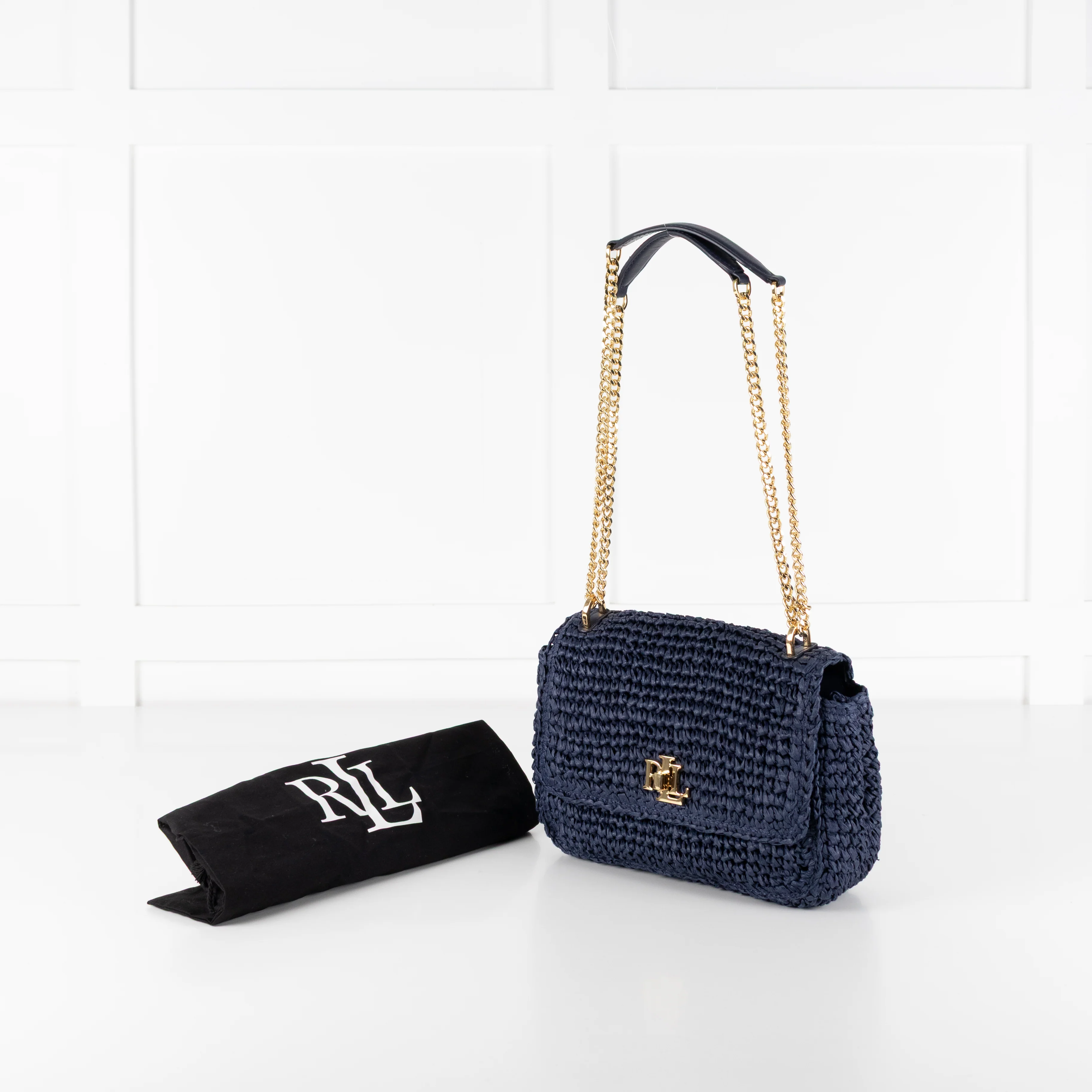 Lauren by Ralph Lauren Navy Raffia Crossbody - Image 3