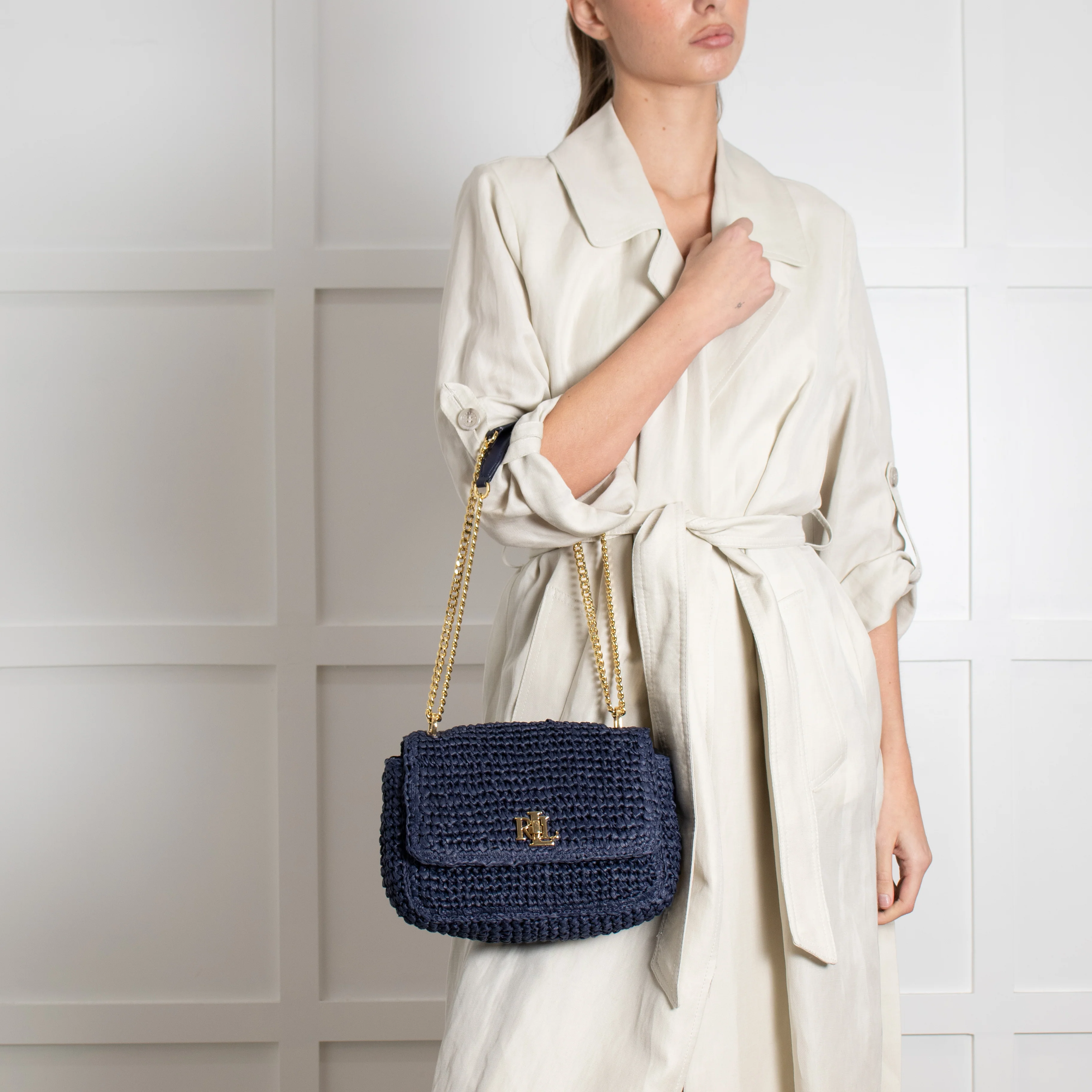 Lauren by Ralph Lauren Navy Raffia Crossbody - Image 6