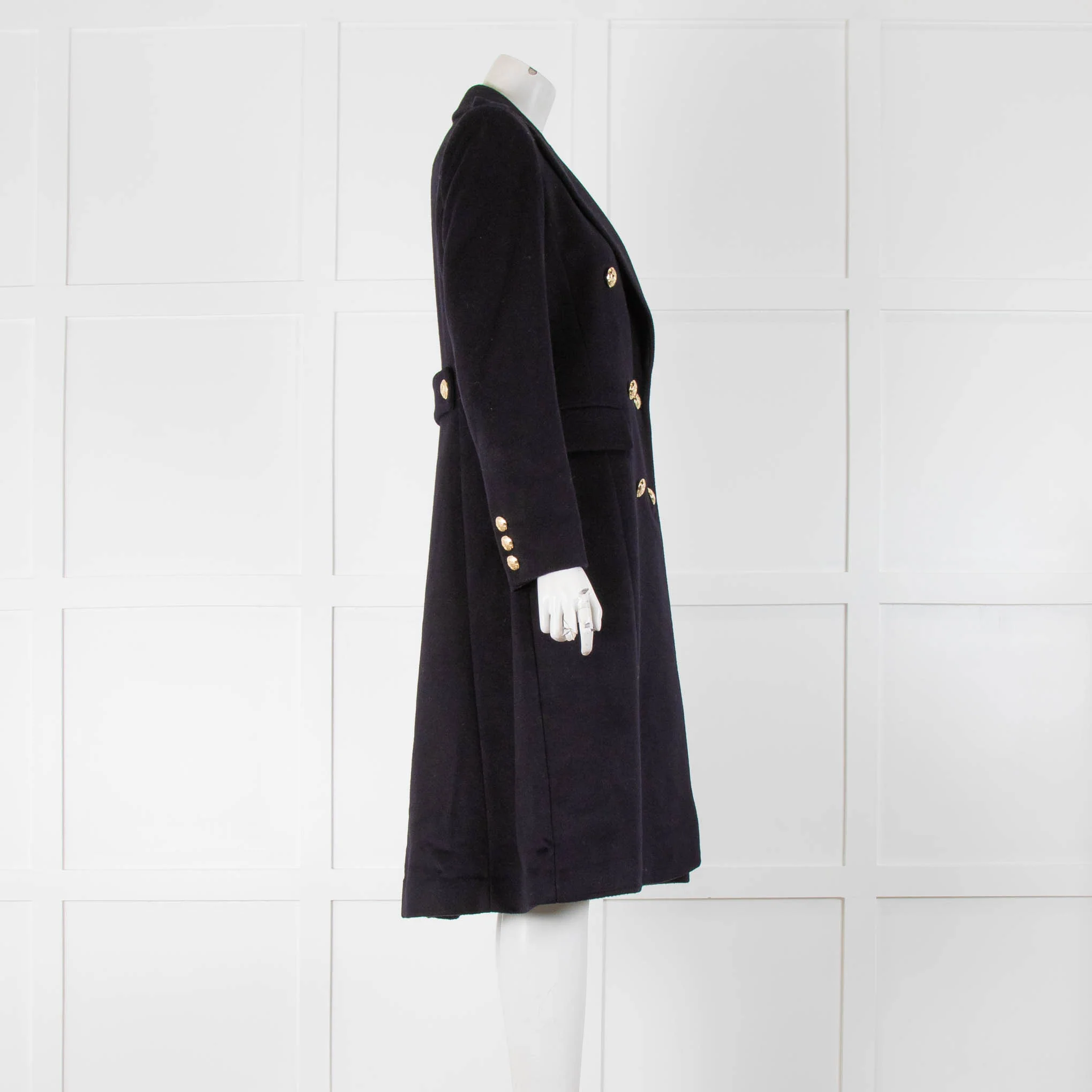 Lauren by Ralph Lauren Navy Wool Mix Military Coat With Gold Buttons - Image 2