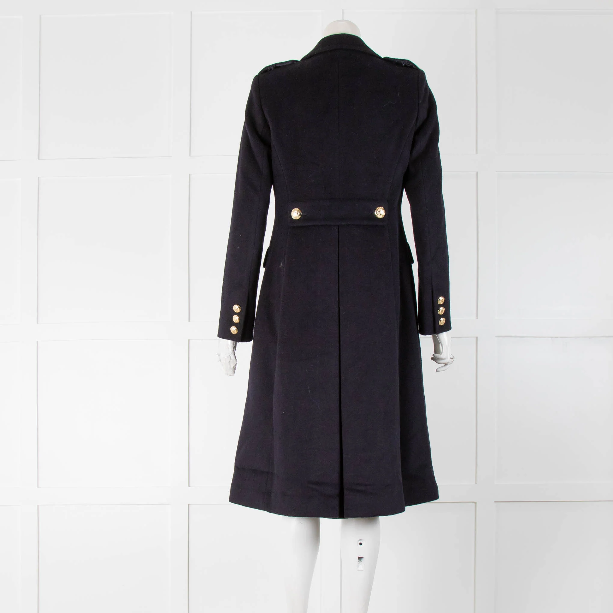 Lauren by Ralph Lauren Navy Wool Mix Military Coat With Gold Buttons - Image 3