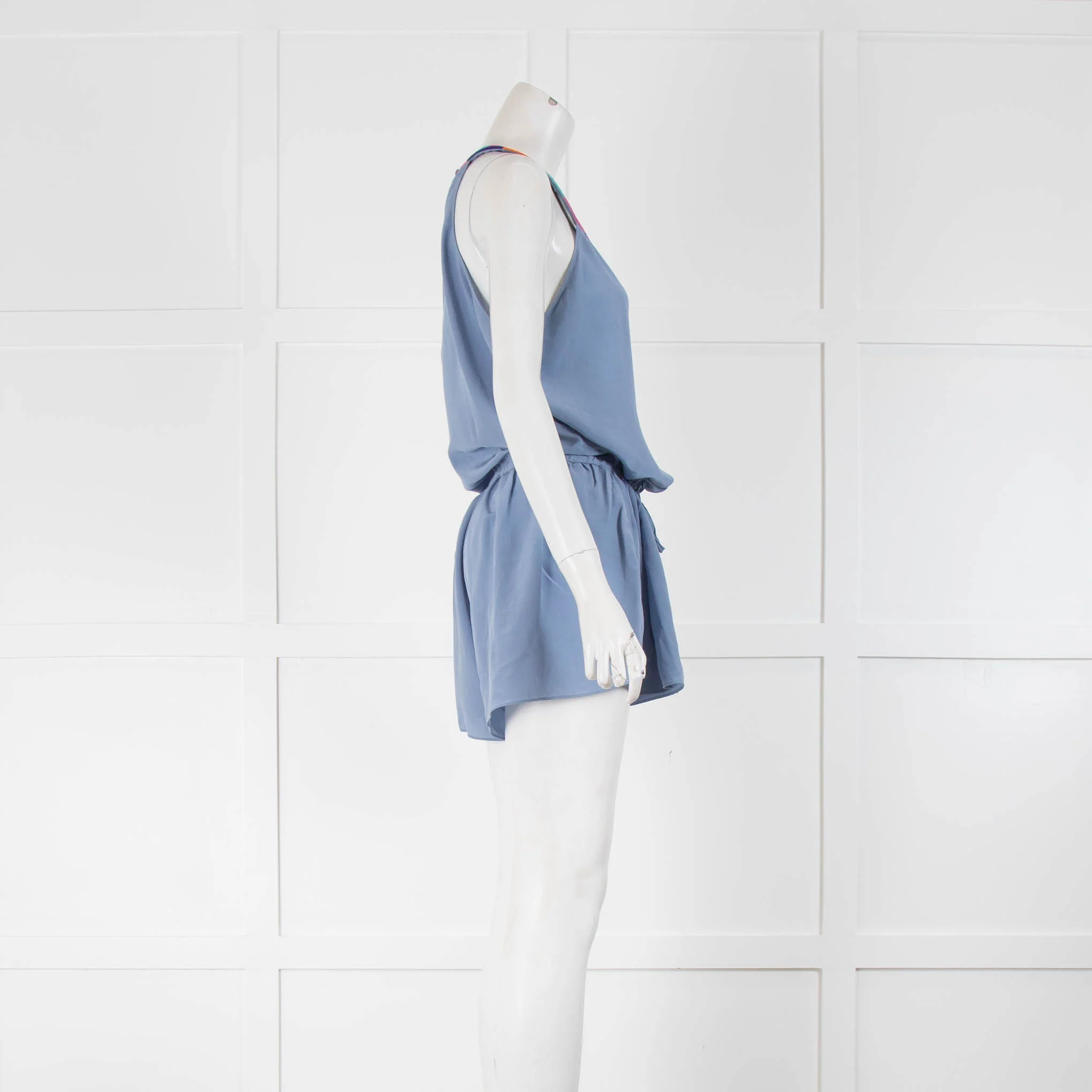 Lazul Blue Silk Sleeveless Playsuit - Image 2