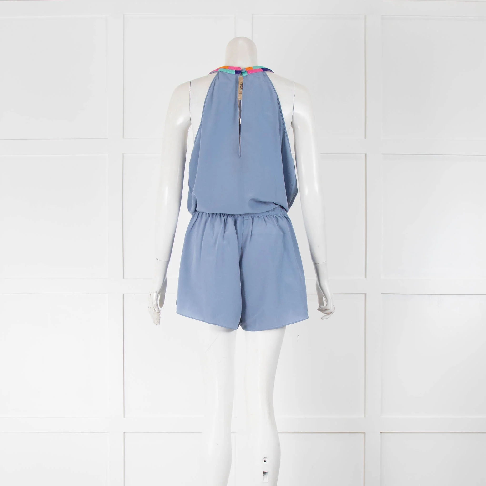 Lazul Blue Silk Sleeveless Playsuit - Image 3