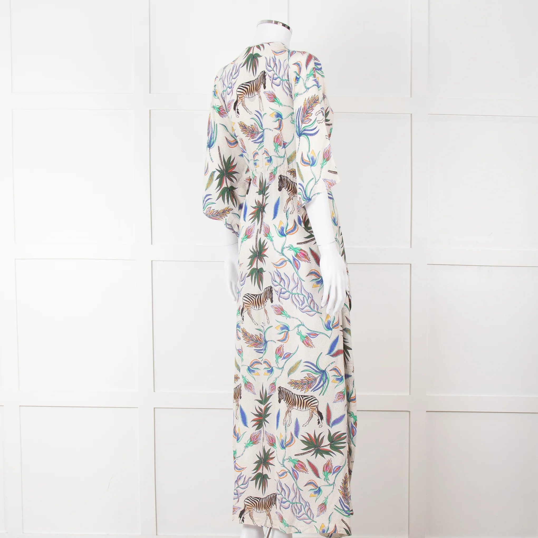 Lazul Cream Multicolour Floral & Zebra Print Long Kaftan - Image 6