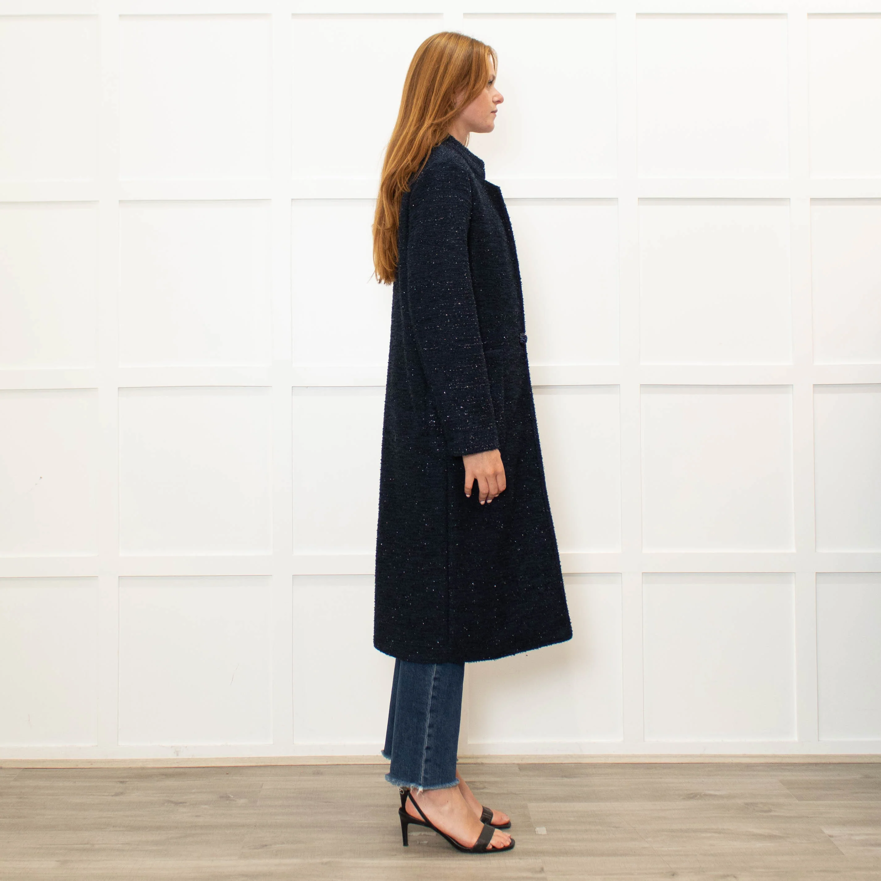 Lazzerini Tiziana Navy Sparkly Coat - Image 6