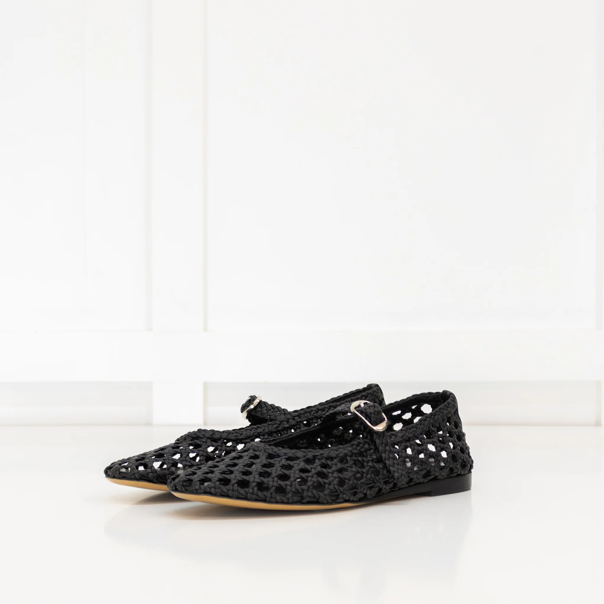 Le Monde Beryl Black Woven Mary Jane Shoes