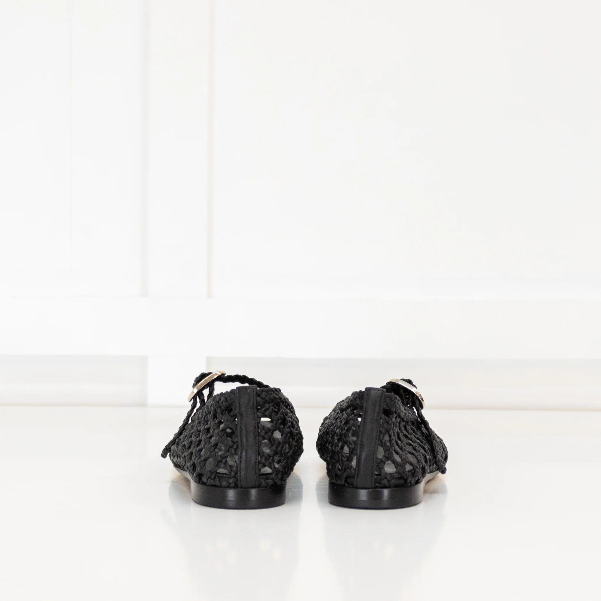 Le Monde Beryl Black Woven Mary Jane Shoes - Image 4