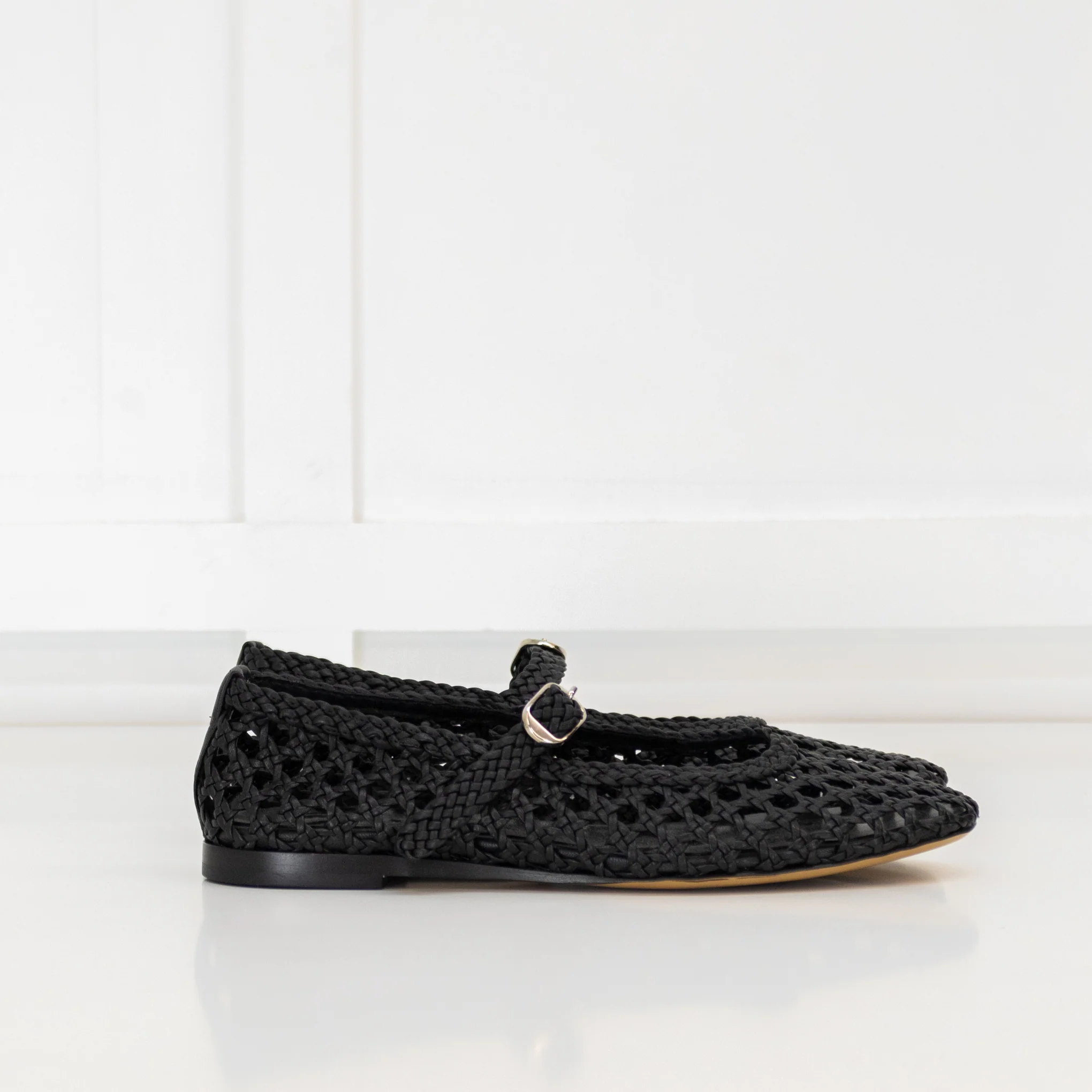 Le Monde Beryl Black Woven Mary Jane Shoes - Image 5