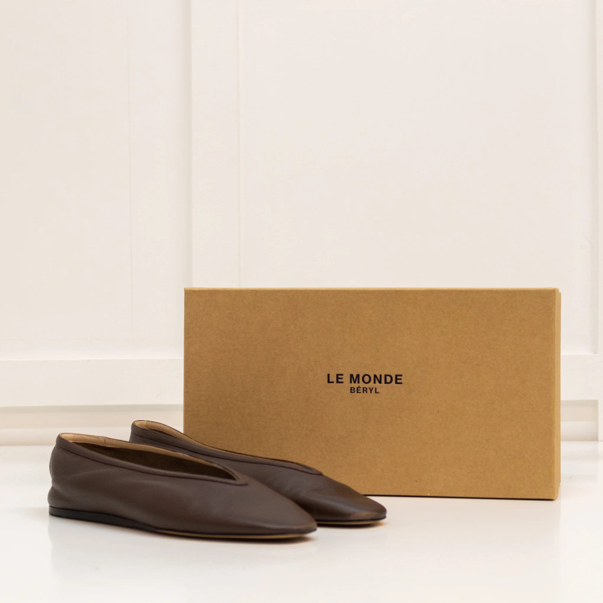 Le Monde Beryl Brown Leather Slipper Shoe - Image 2