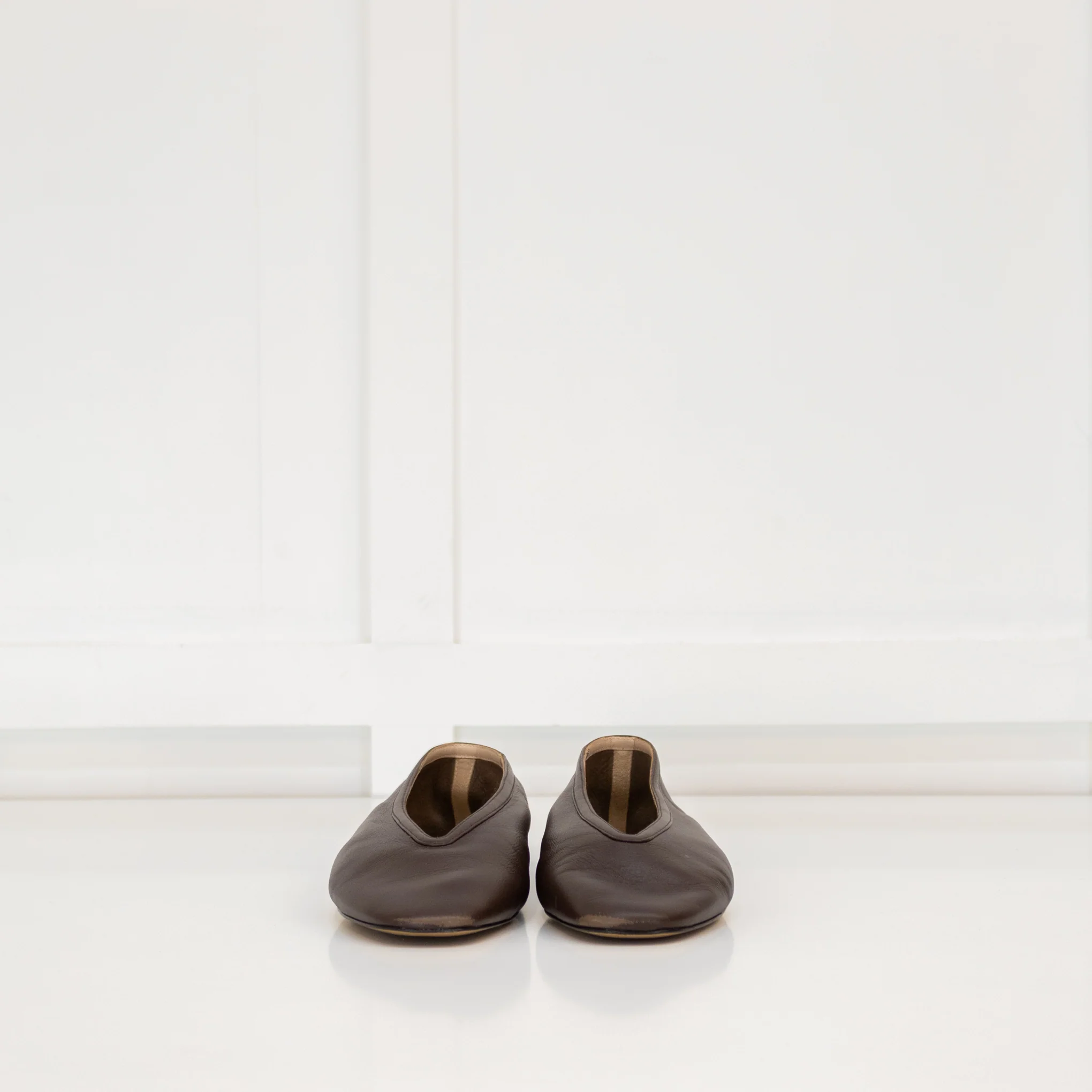 Le Monde Beryl Brown Leather Slipper Shoe - Image 3