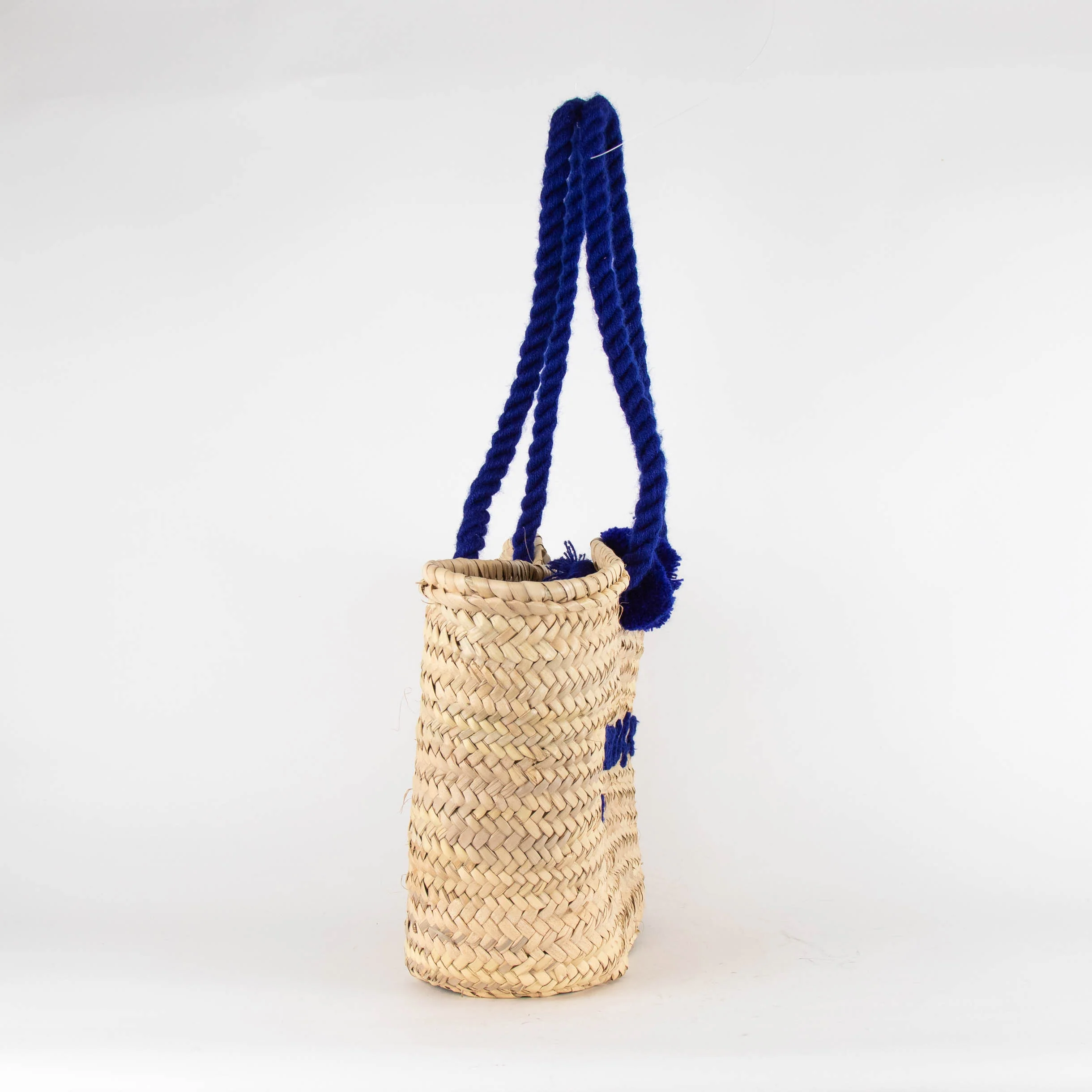 Le Sirenuse Beige Straw Blue Rope Basket - Image 3