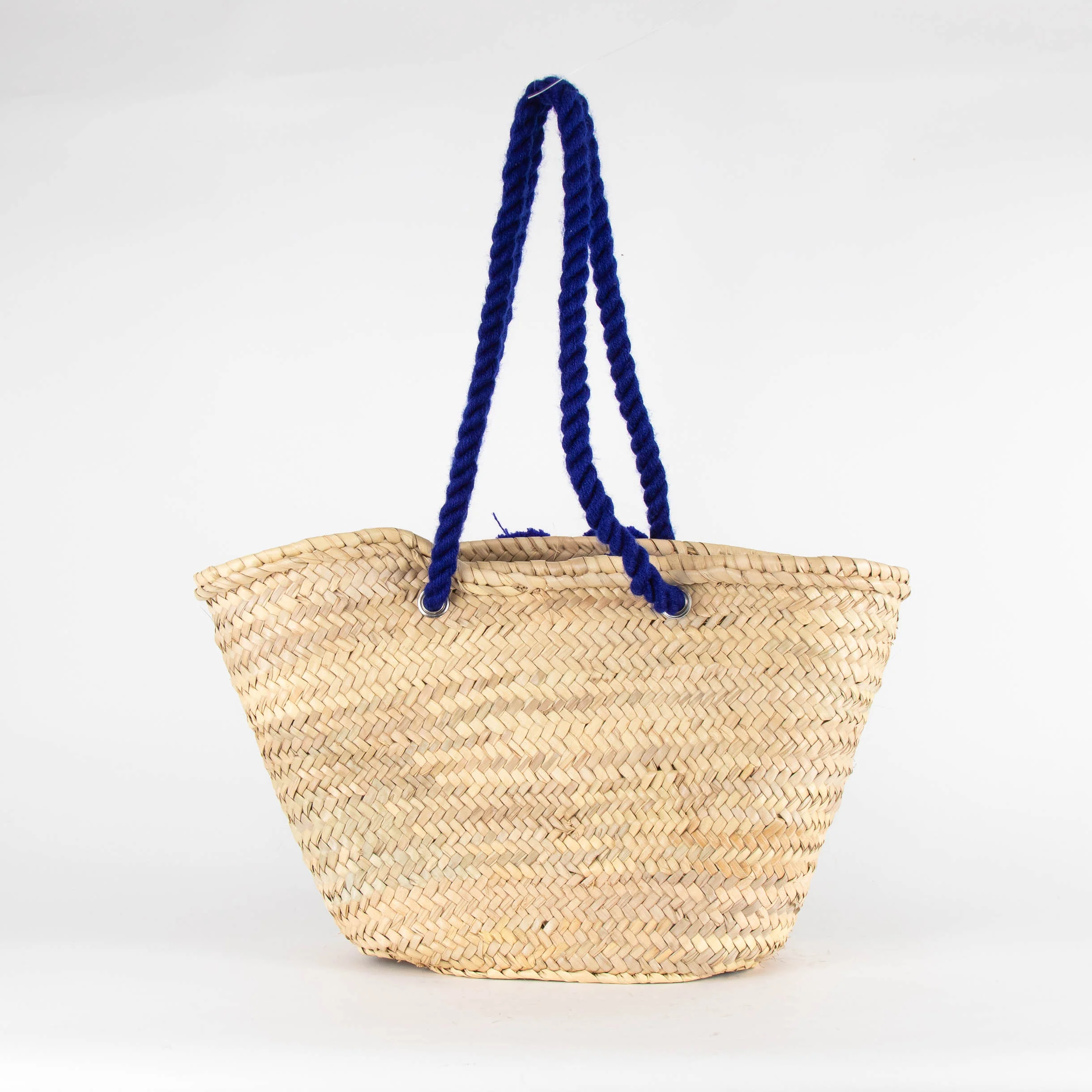 Le Sirenuse Beige Straw Blue Rope Basket - Image 4