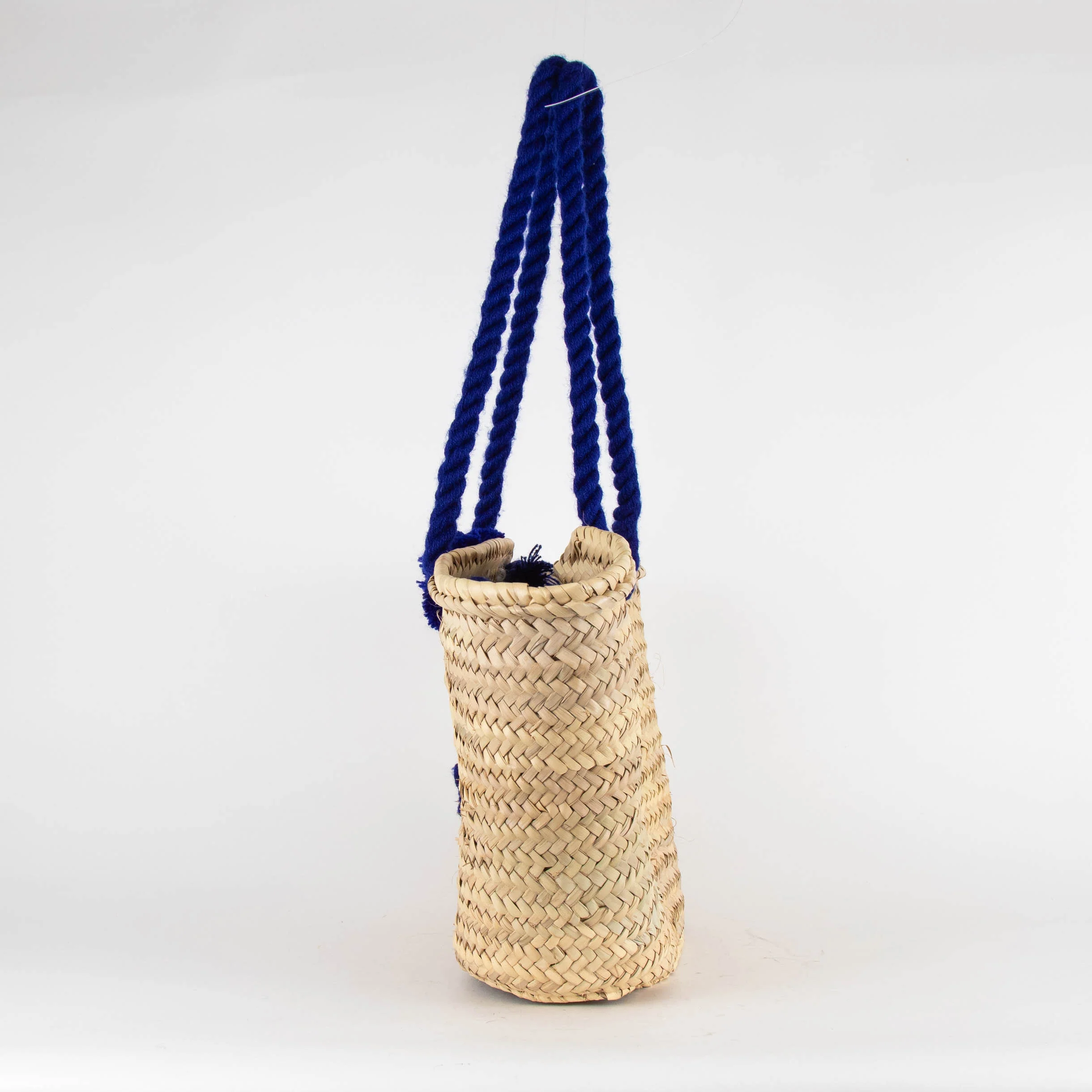 Le Sirenuse Beige Straw Blue Rope Basket - Image 5